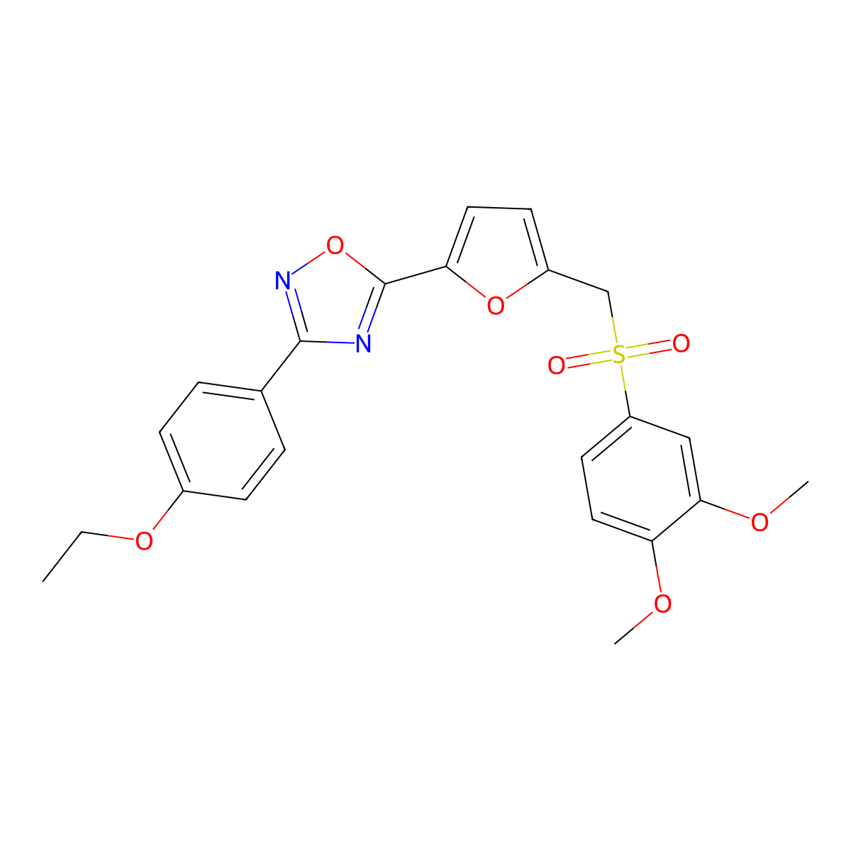 5-{5-[(3,4-Dimethoxybenzenesulfonyl)methyl]furan-2-yl}-3-(4-ethoxyphenyl)-1,2,4-oxadiazole molecular structure, CAS 1040636-91-6