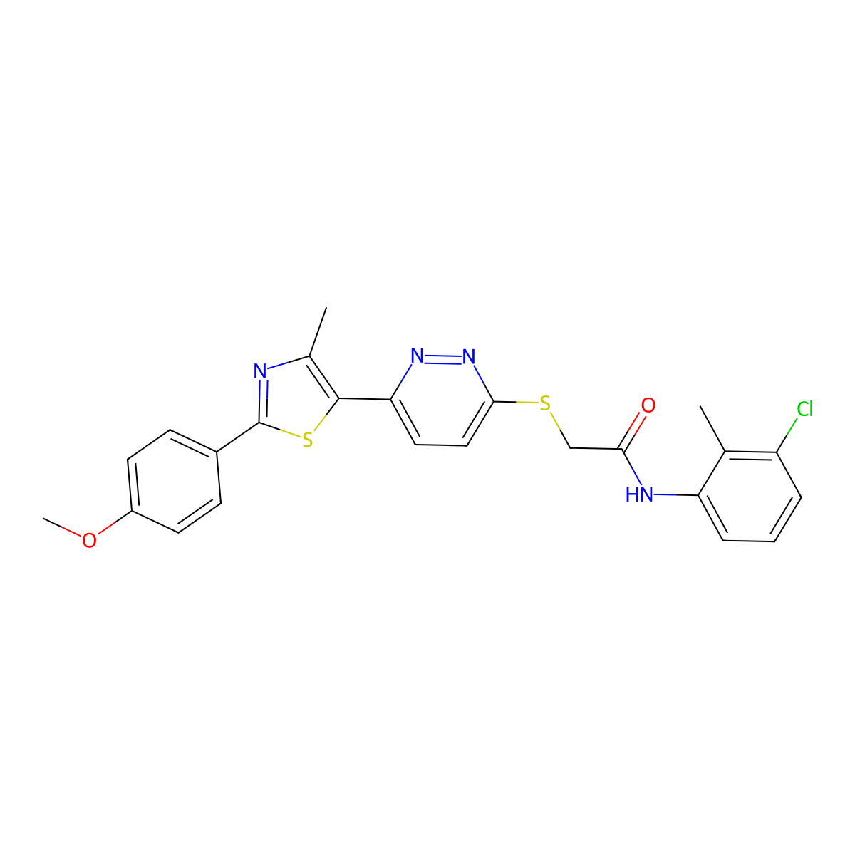 N-(3-chloro-2-methylphenyl)-2-((6-(2-(4-methoxyphenyl)-4-methylthiazol-5-yl)pyridazin-3-yl)thio)acetamide molecular structure, CAS 1040636-92-7