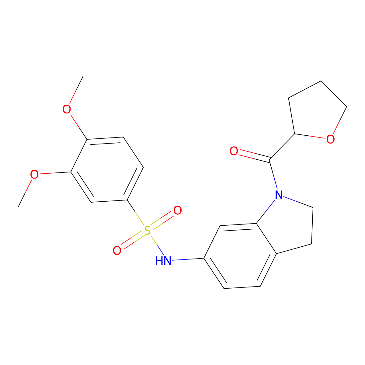 3,4-dimethoxy-N-(1-(tetrahydrofuran-2-carbonyl)indolin-6-yl)benzenesulfonamide molecular structure, CAS 1040636-95-0