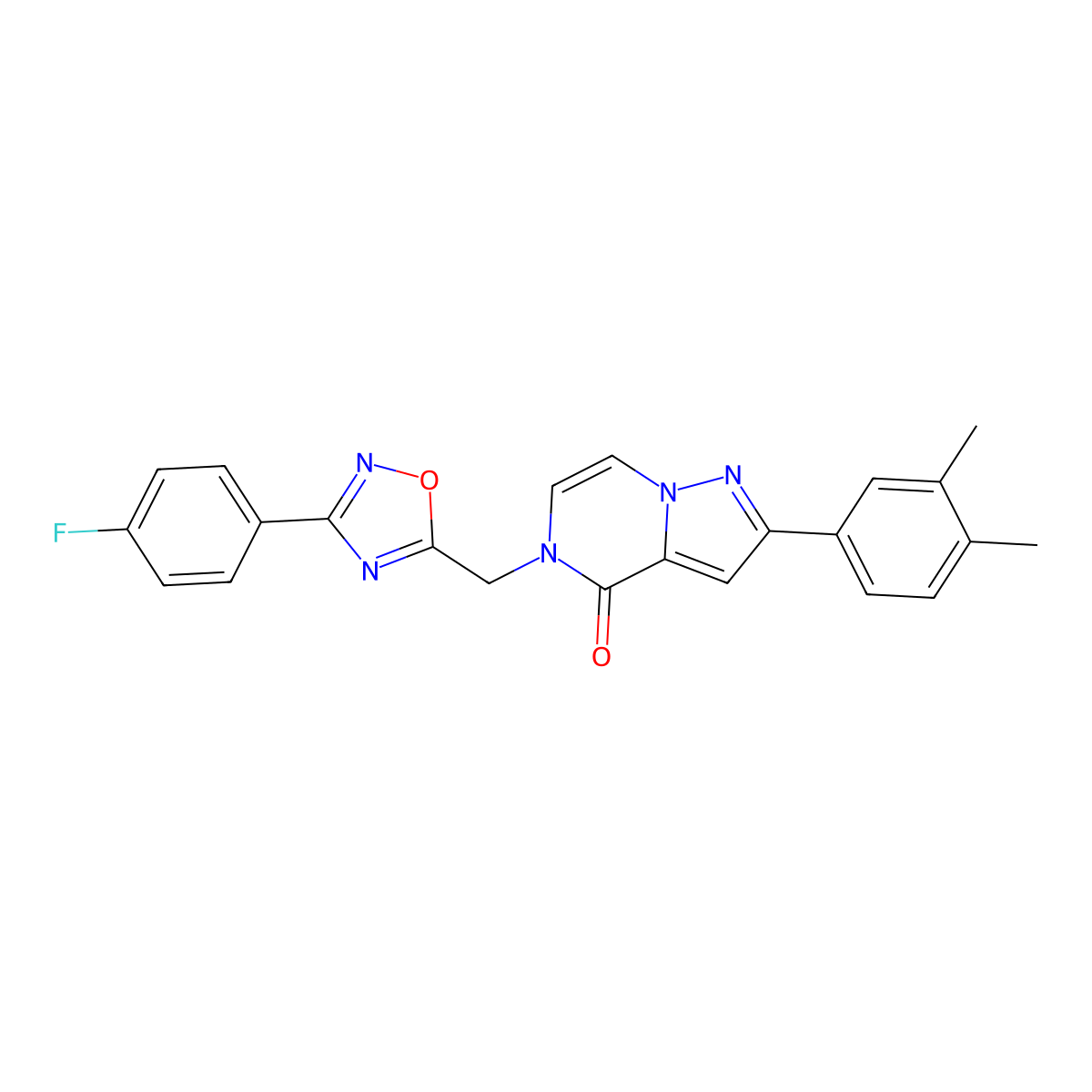 2-(3,4-dimethylphenyl)-5-{[3-(4-fluorophenyl)-1,2,4-oxadiazol-5-yl]methyl}-4H,5H-pyrazolo[1,5-a]pyrazin-4-one molecular structure, CAS 1040636-98-3