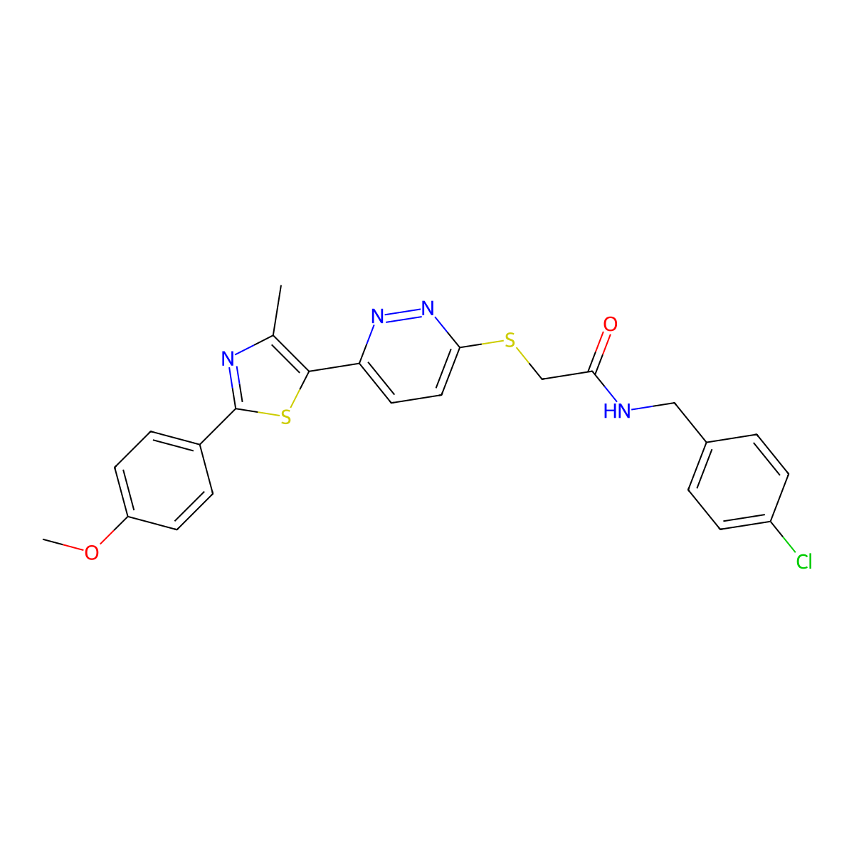 N-(4-chlorobenzyl)-2-((6-(2-(4-methoxyphenyl)-4-methylthiazol-5-yl)pyridazin-3-yl)thio)acetamide molecular structure, CAS 1040637-00-0