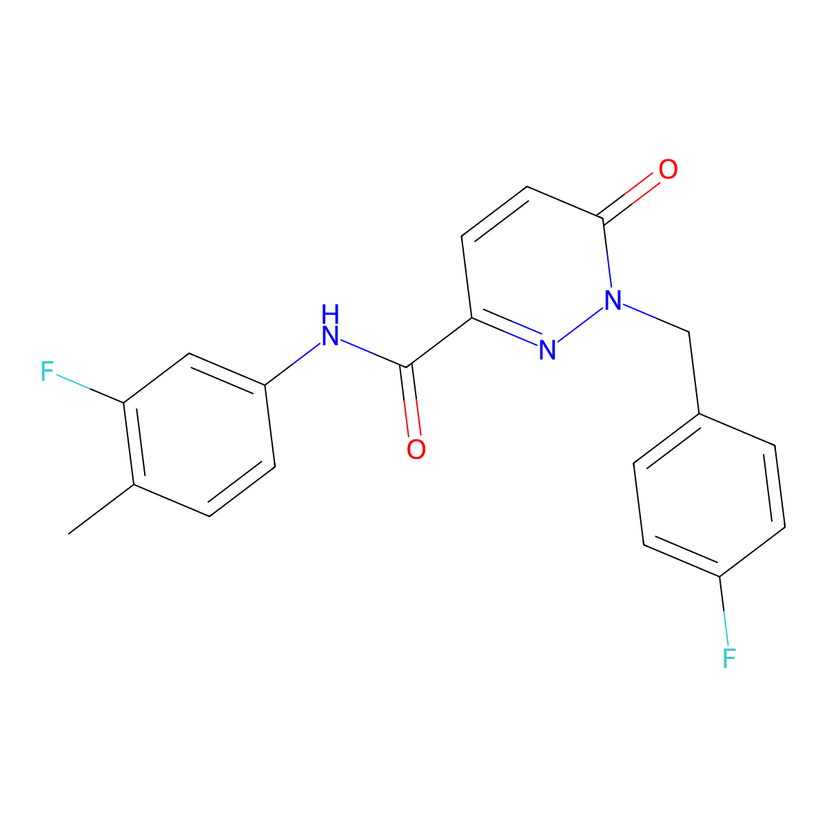 N-(3-fluoro-4-methylphenyl)-1-[(4-fluorophenyl)methyl]-6-oxo-1,6-dihydropyridazine-3-carboxamide molecular structure, CAS 1040637-01-1