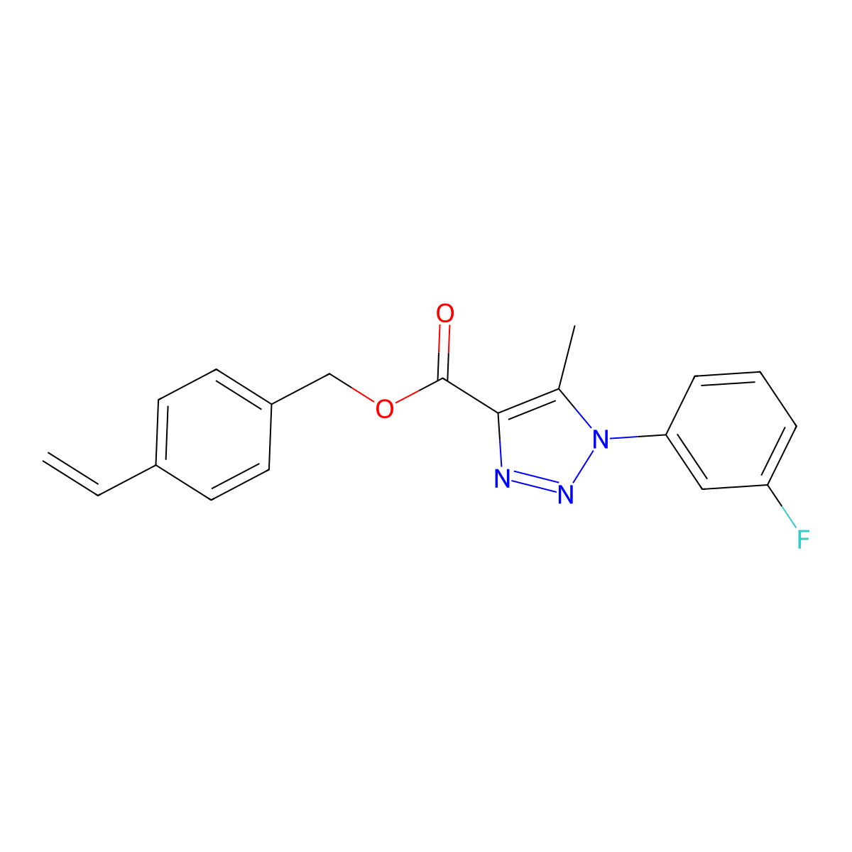 4-vinylbenzyl 1-(3-fluorophenyl)-5-methyl-1H-1,2,3-triazole-4-carboxylate molecular structure, CAS 1040637-02-2