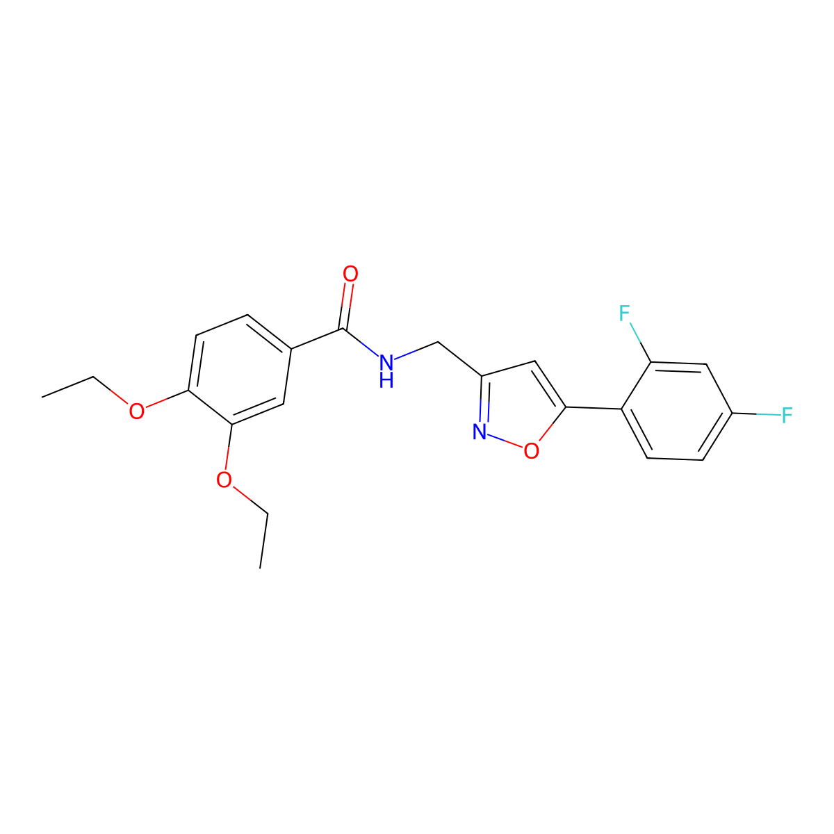 N-{[5-(2,4-difluorophenyl)-1,2-oxazol-3-yl]methyl}-3,4-diethoxybenzamide molecular structure, CAS 1040637-08-8