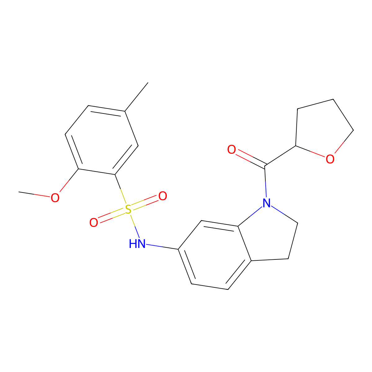 2-methoxy-5-methyl-N-(1-(tetrahydrofuran-2-carbonyl)indolin-6-yl)benzenesulfonamide molecular structure, CAS 1040637-11-3
