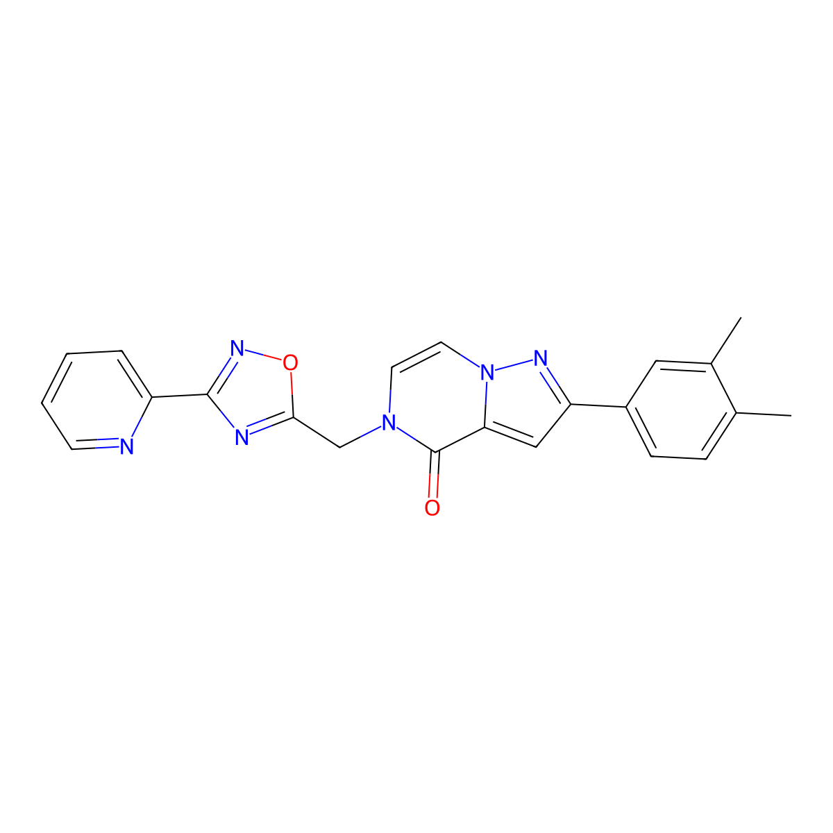2-(3,4-dimethylphenyl)-5-{[3-(pyridin-2-yl)-1,2,4-oxadiazol-5-yl]methyl}-4H,5H-pyrazolo[1,5-a]pyrazin-4-one molecular structure, CAS 1040637-14-6