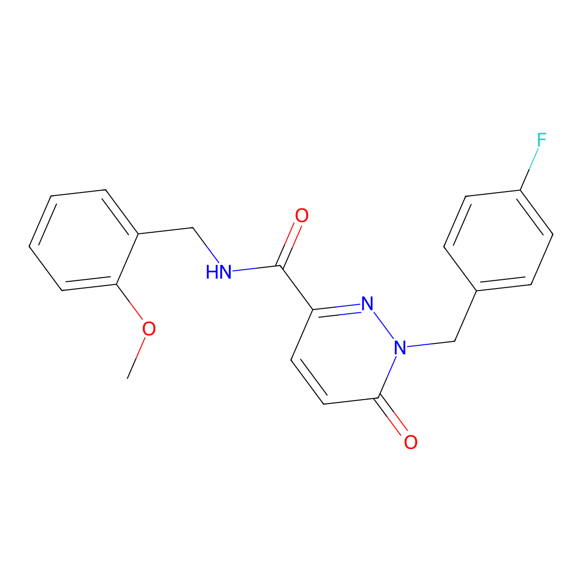 1-[(4-fluorophenyl)methyl]-N-[(2-methoxyphenyl)methyl]-6-oxo-1,6-dihydropyridazine-3-carboxamide molecular structure, CAS 1040637-17-9