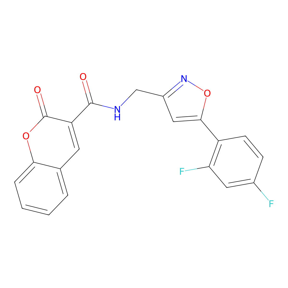 N-{[5-(2,4-difluorophenyl)-1,2-oxazol-3-yl]methyl}-2-oxo-2H-chromene-3-carboxamide molecular structure, CAS 1040637-24-8