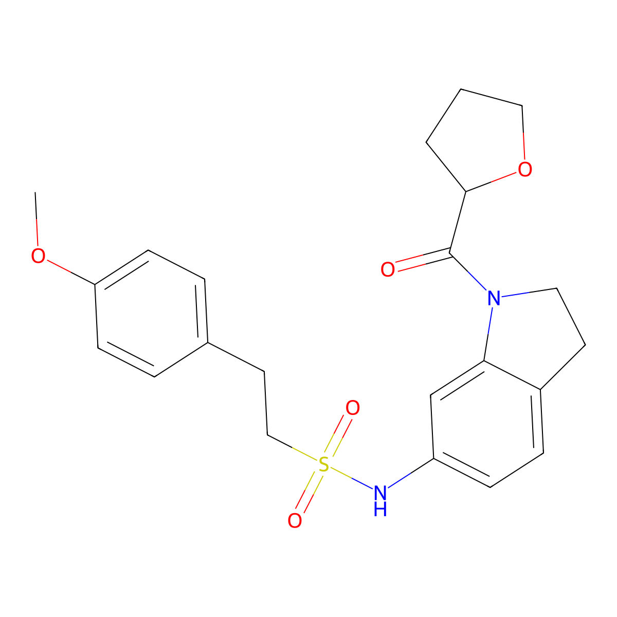 2-(4-methoxyphenyl)-N-(1-(tetrahydrofuran-2-carbonyl)indolin-6-yl)ethanesulfonamide molecular structure, CAS 1040637-35-1