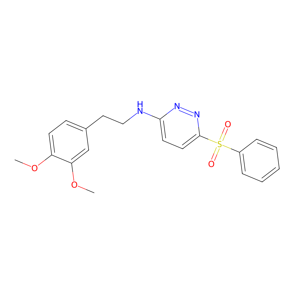 N-(3,4-dimethoxyphenethyl)-6-(phenylsulfonyl)pyridazin-3-amine molecular structure, CAS 1040637-39-5