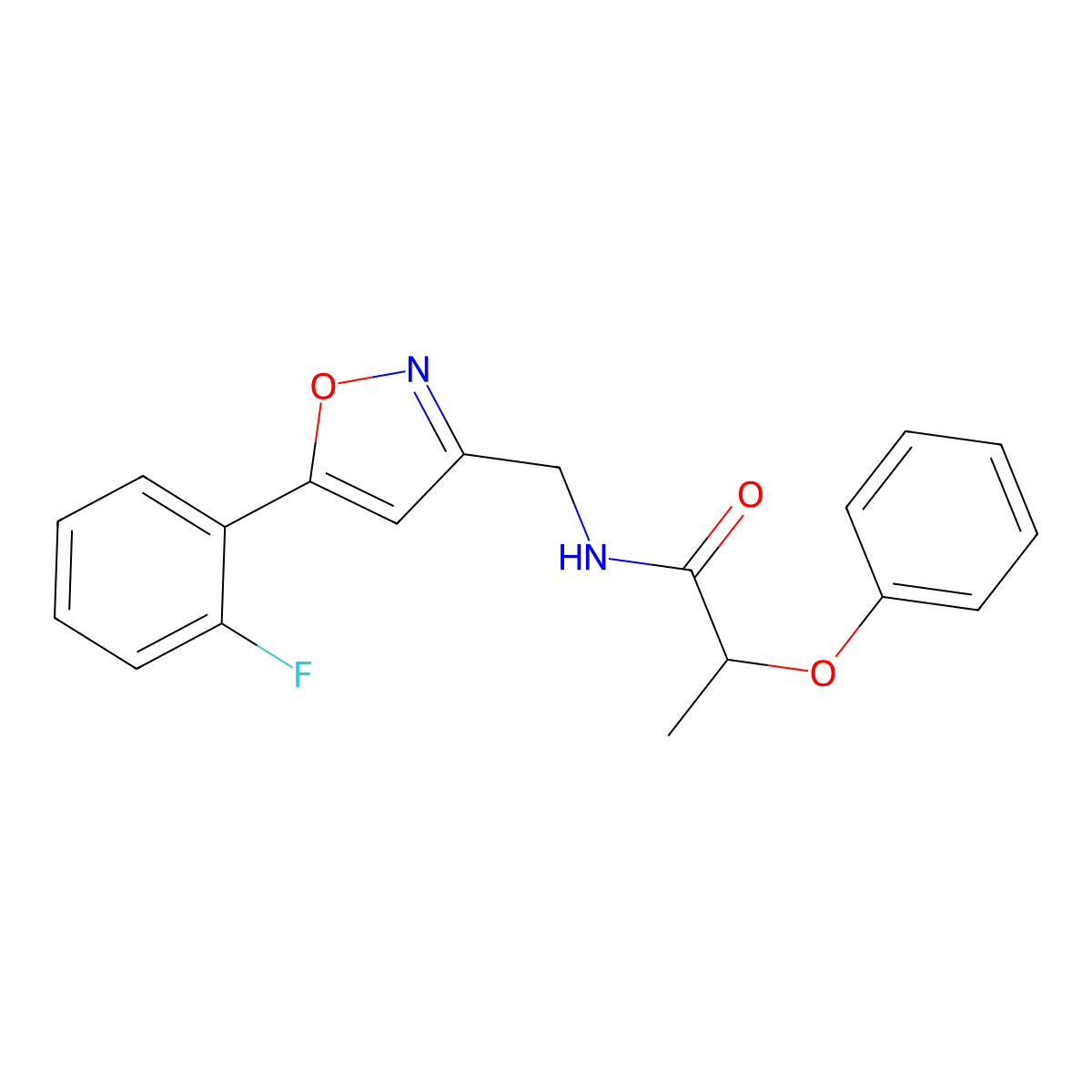 N-((5-(2-fluorophenyl)isoxazol-3-yl)methyl)-2-phenoxypropanamide molecular structure, CAS 1040637-49-7