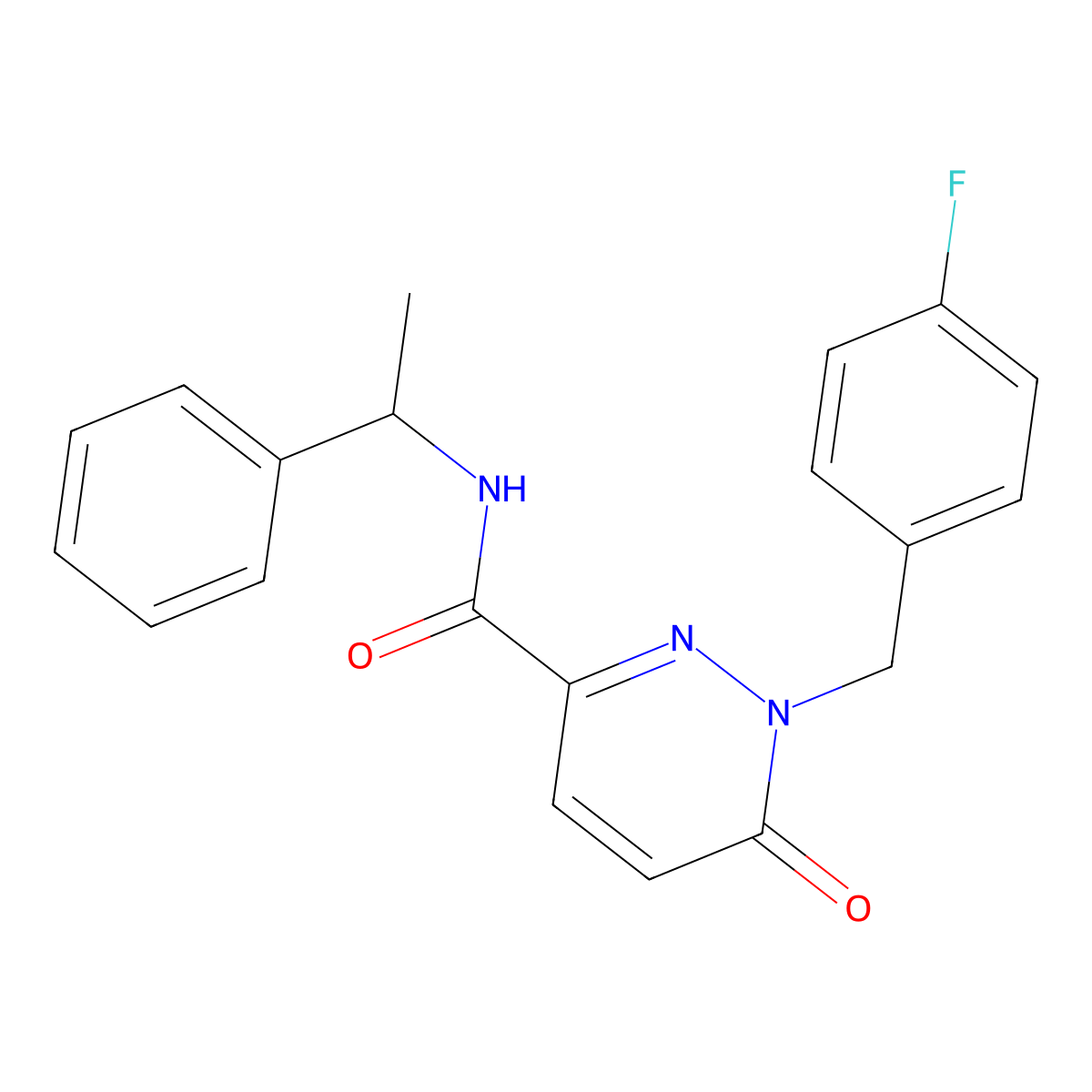 1-[(4-fluorophenyl)methyl]-6-oxo-N-(1-phenylethyl)-1,6-dihydropyridazine-3-carboxamide molecular structure, CAS 1040637-55-5