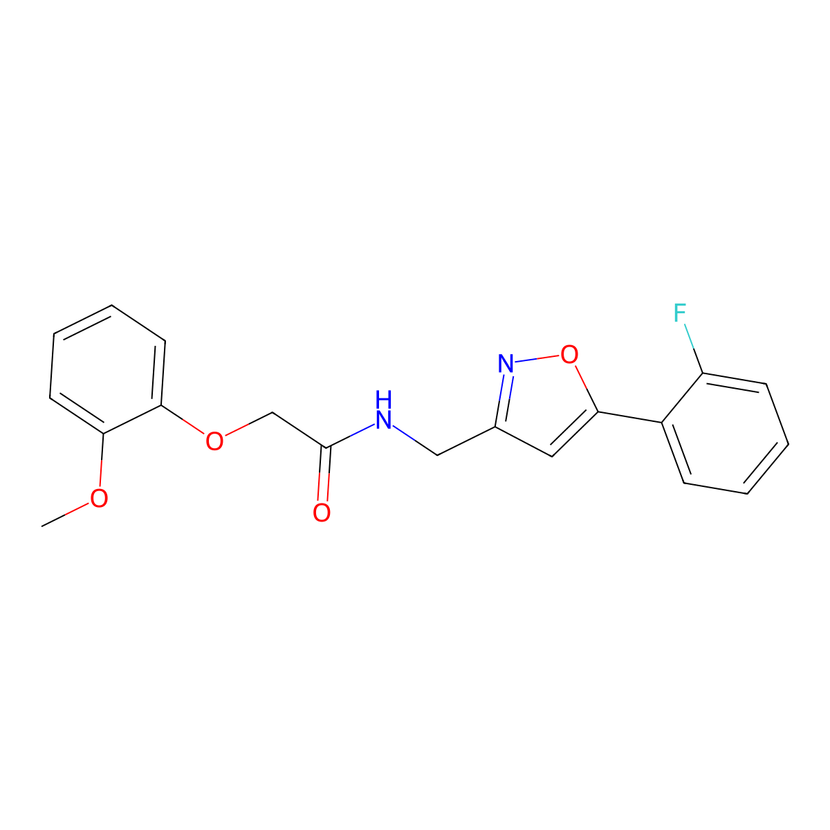 N-{[5-(2-fluorophenyl)-1,2-oxazol-3-yl]methyl}-2-(2-methoxyphenoxy)acetamide molecular structure, CAS 1040637-56-6