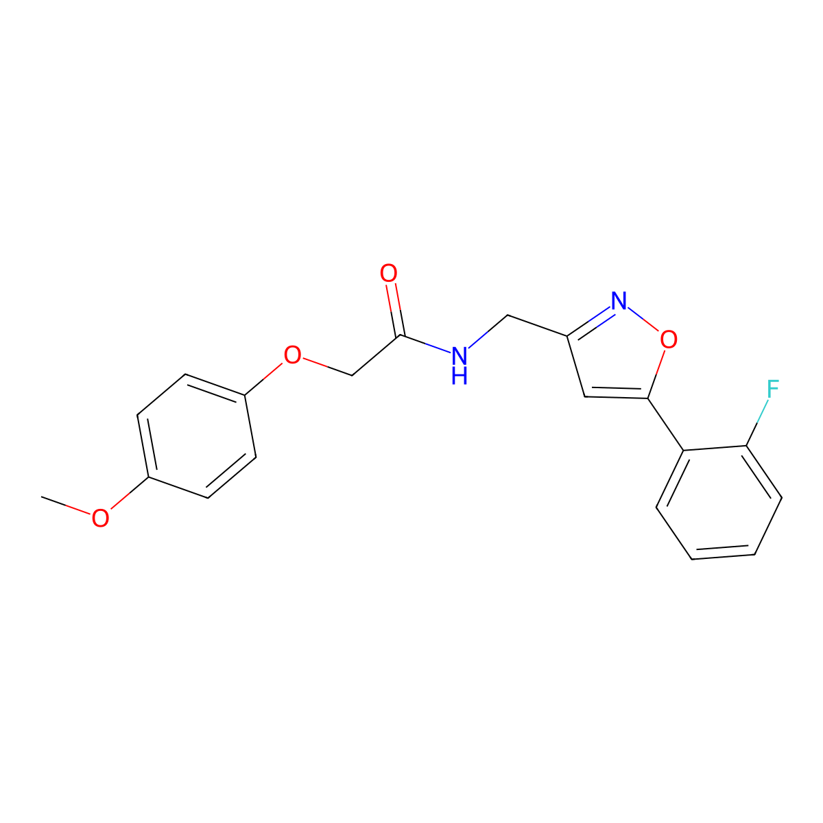 N-{[5-(2-fluorophenyl)-1,2-oxazol-3-yl]methyl}-2-(4-methoxyphenoxy)acetamide molecular structure, CAS 1040637-70-4