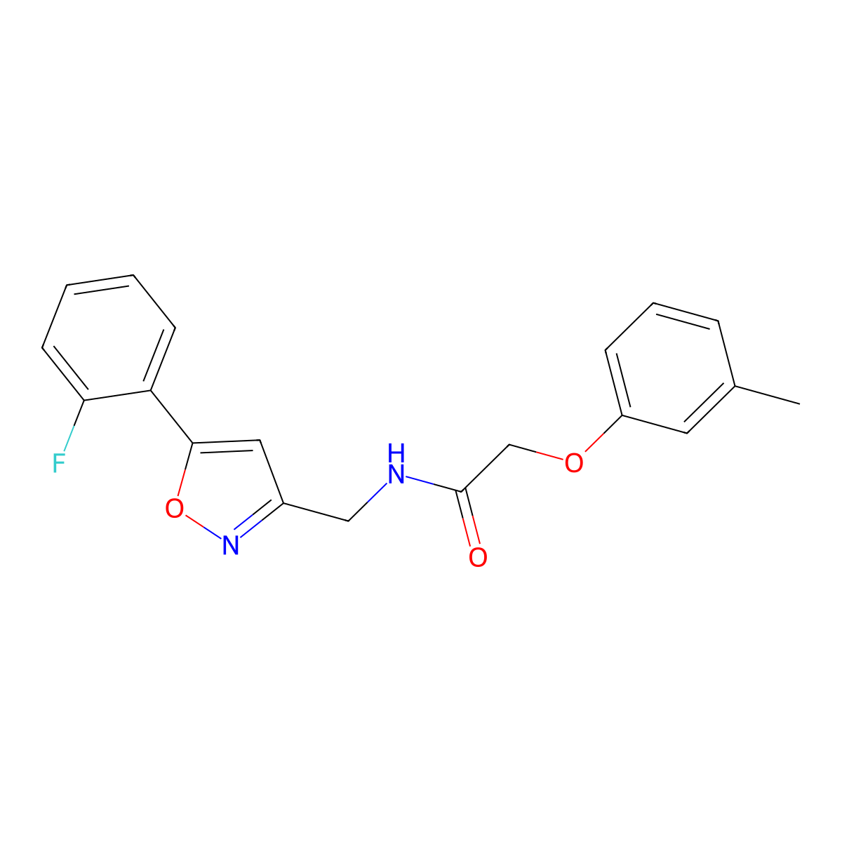 N-{[5-(2-fluorophenyl)-1,2-oxazol-3-yl]methyl}-2-(3-methylphenoxy)acetamide molecular structure, CAS 1040637-84-0