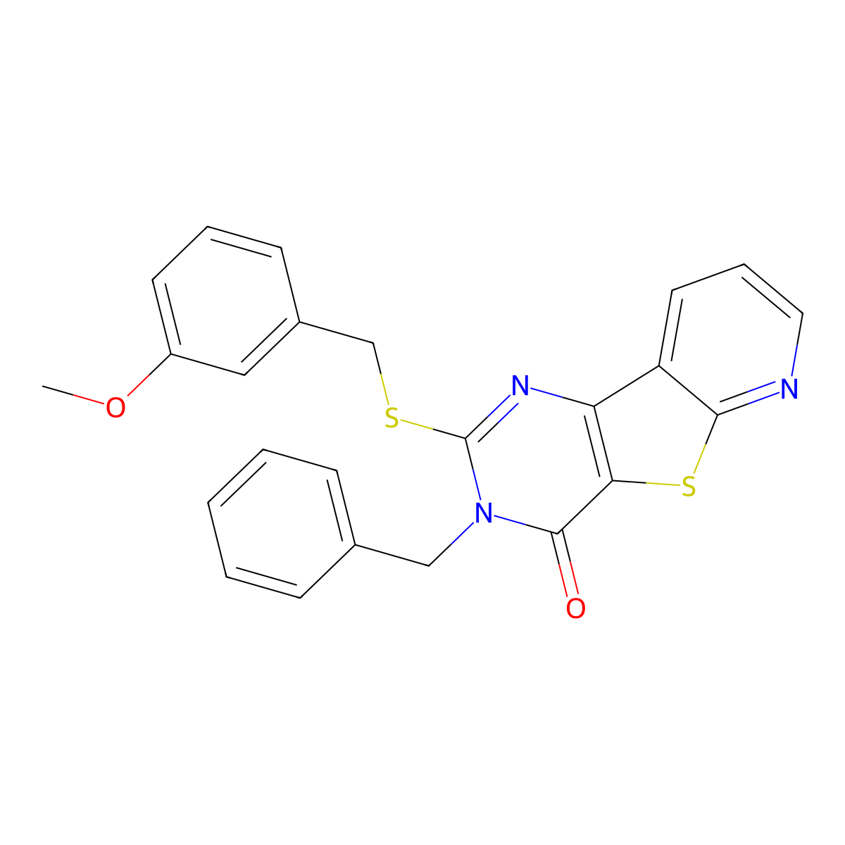 5-Benzyl-4-{[(3-methoxyphenyl)methyl]sulfanyl}-8-thia-3,5,10-triazatricyclo[7.4.0.0^{2,7}]trideca-1(9),2(7),3,10,12-pentaen-6-one molecular structure, CAS 1040638-01-4