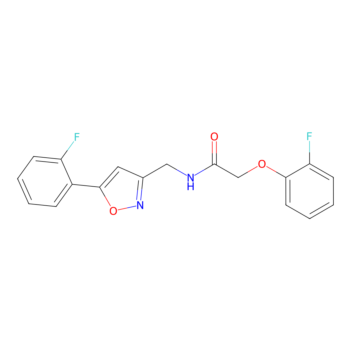 2-(2-fluorophenoxy)-N-{[5-(2-fluorophenyl)-1,2-oxazol-3-yl]methyl}acetamide molecular structure, CAS 1040638-07-0