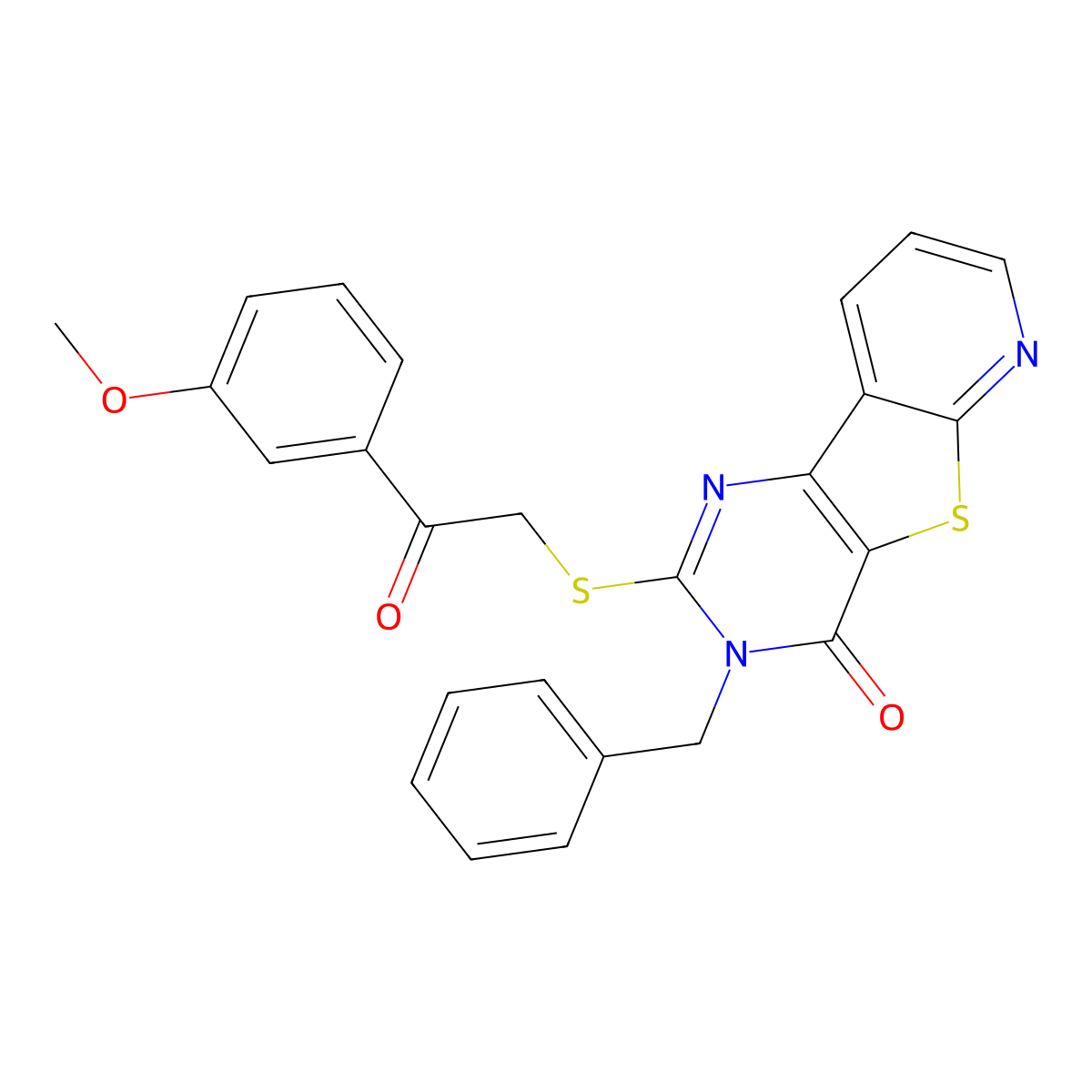 5-Benzyl-4-{[2-(3-methoxyphenyl)-2-oxoethyl]sulfanyl}-8-thia-3,5,10-triazatricyclo[7.4.0.0^{2,7}]trideca-1(9),2(7),3,10,12-pentaen-6-one molecular structure, CAS 1040638-09-2