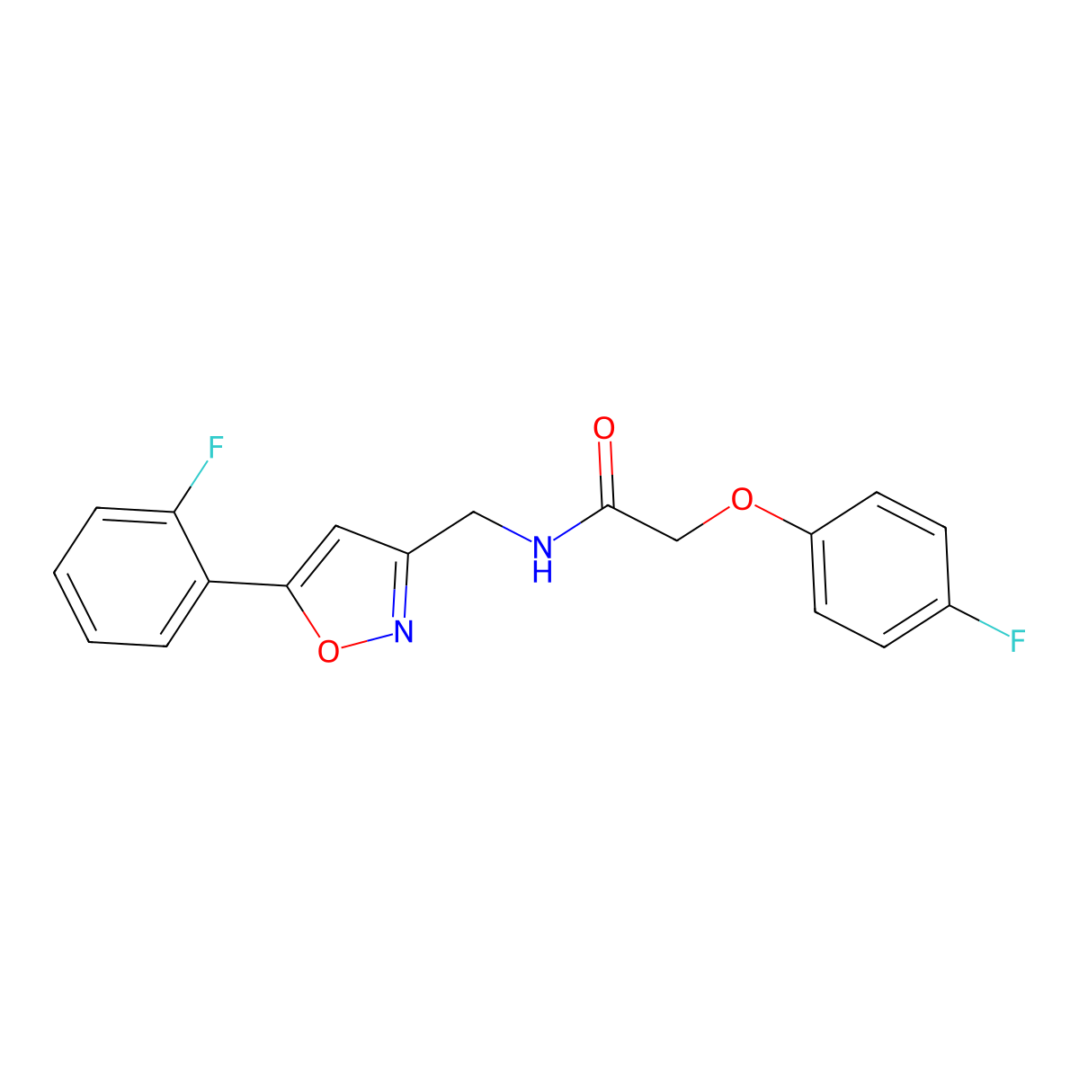 2-(4-fluorophenoxy)-N-{[5-(2-fluorophenyl)-1,2-oxazol-3-yl]methyl}acetamide molecular structure, CAS 1040638-15-0
