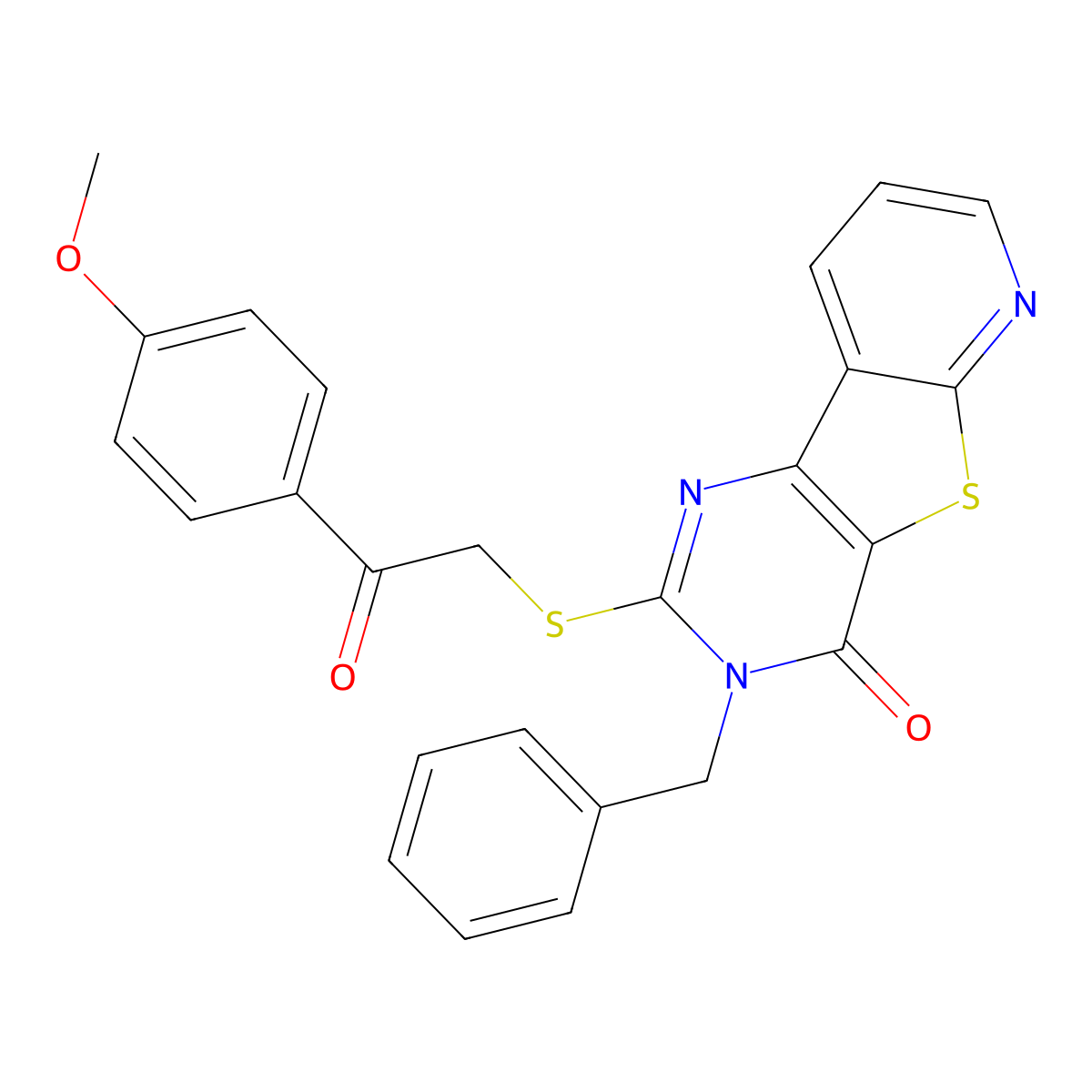 5-Benzyl-4-{[2-(4-methoxyphenyl)-2-oxoethyl]sulfanyl}-8-thia-3,5,10-triazatricyclo[7.4.0.0^{2,7}]trideca-1(9),2(7),3,10,12-pentaen-6-one molecular structure, CAS 1040638-17-2