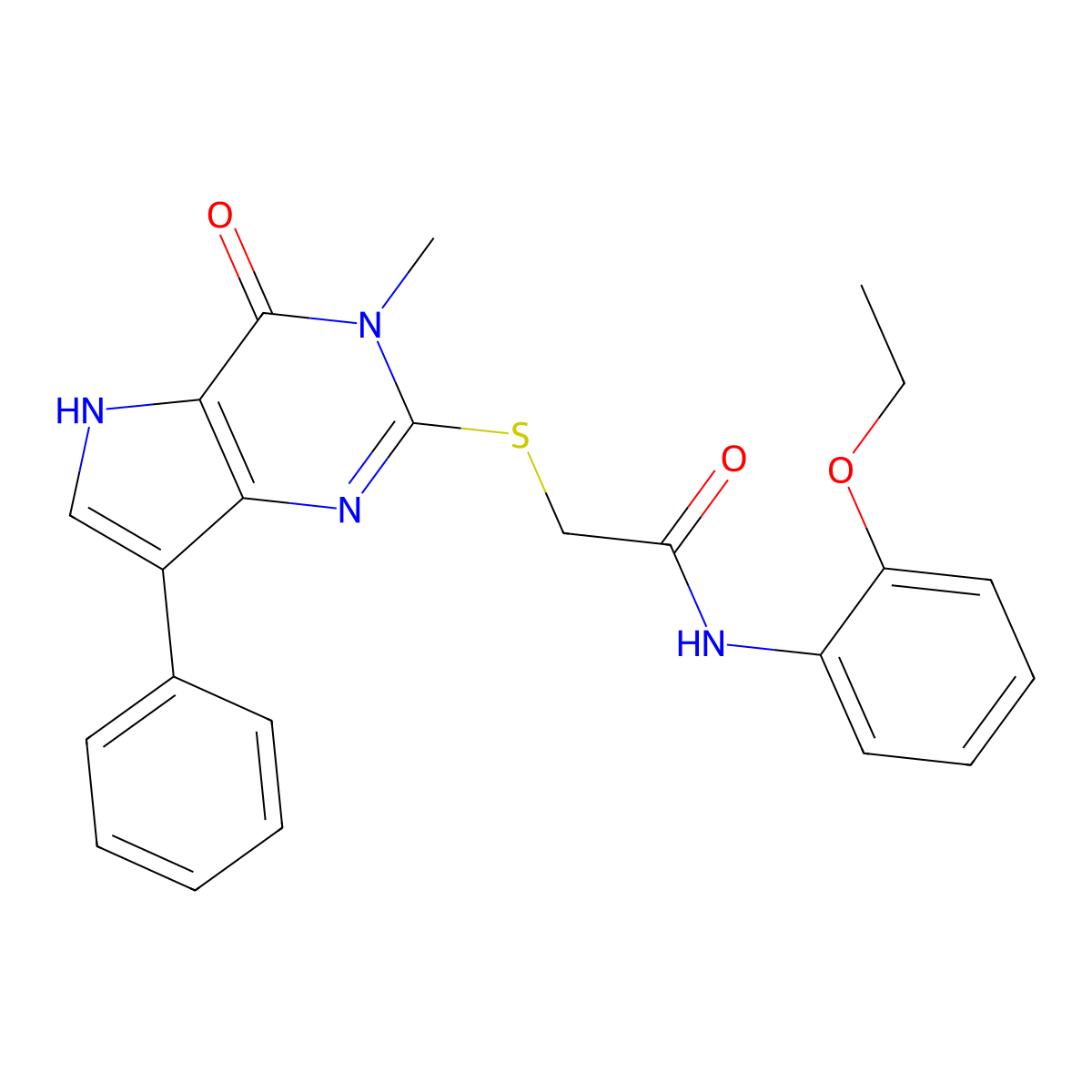 N-(2-ethoxyphenyl)-2-({3-methyl-4-oxo-7-phenyl-3H,4H,5H-pyrrolo[3,2-d]pyrimidin-2-yl}sulfanyl)acetamide molecular structure, CAS 1040638-19-4