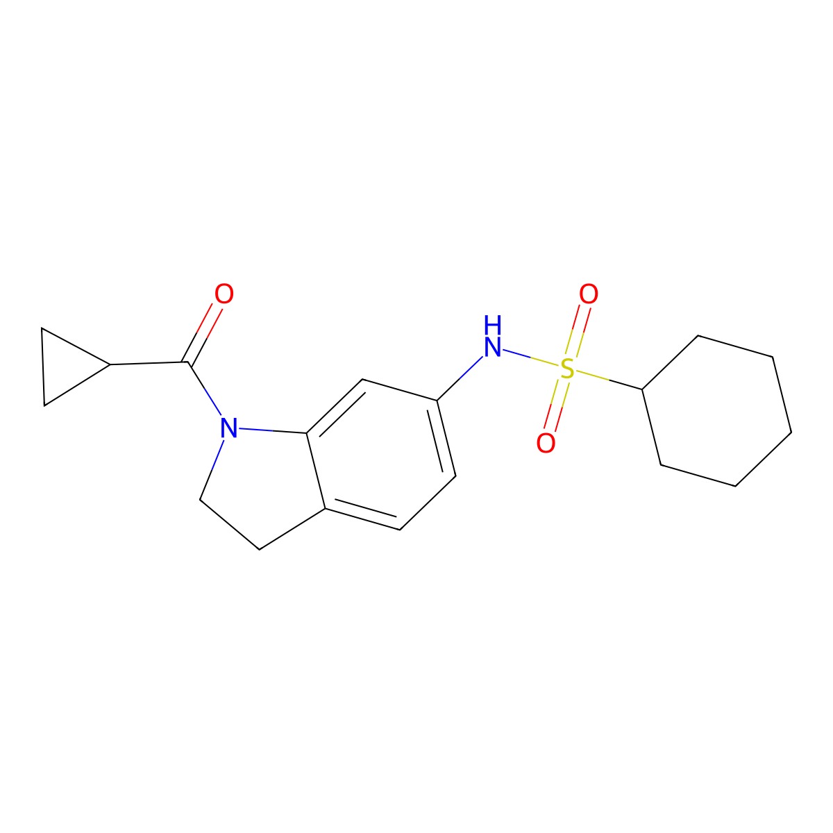 N-(1-(cyclopropanecarbonyl)indolin-6-yl)cyclohexanesulfonamide molecular structure, CAS 1040638-33-2