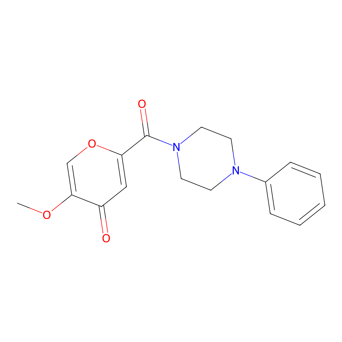 5-methoxy-2-(4-phenylpiperazine-1-carbonyl)-4H-pyran-4-one molecular structure, CAS 1040638-34-3