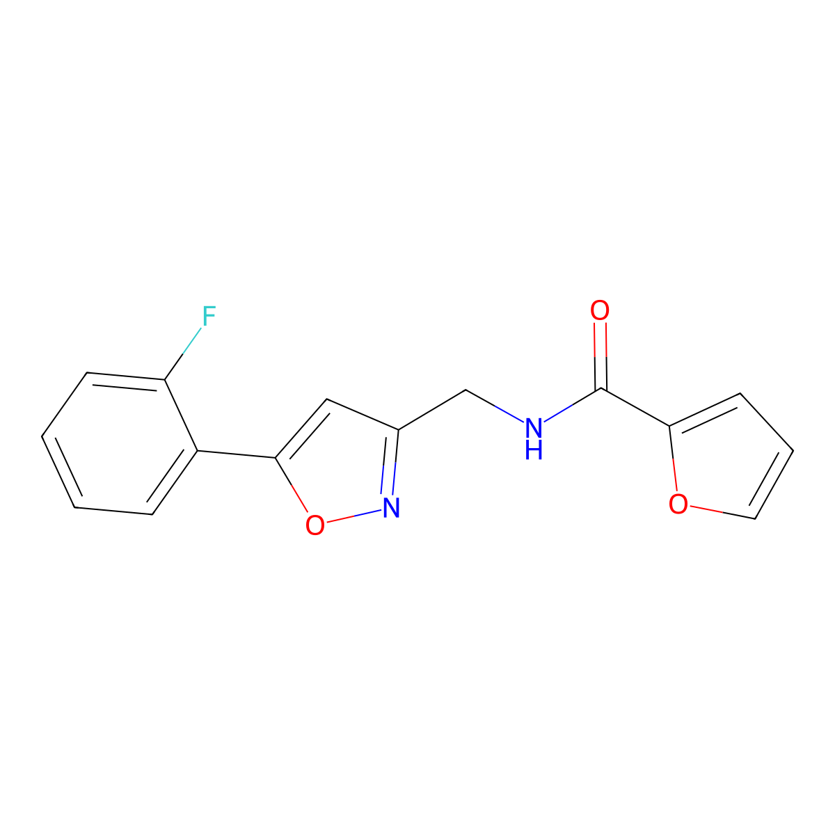 N-((5-(2-fluorophenyl)isoxazol-3-yl)methyl)furan-2-carboxamide molecular structure, CAS 1040638-36-5