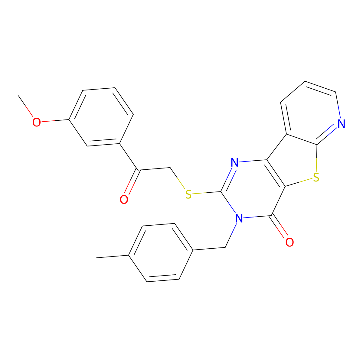 4-{[2-(3-Methoxyphenyl)-2-oxoethyl]sulfanyl}-5-[(4-methylphenyl)methyl]-8-thia-3,5,10-triazatricyclo[7.4.0.0^{2,7}]trideca-1(9),2(7),3,10,12-pentaen-6-one molecular structure, CAS 1040638-38-7