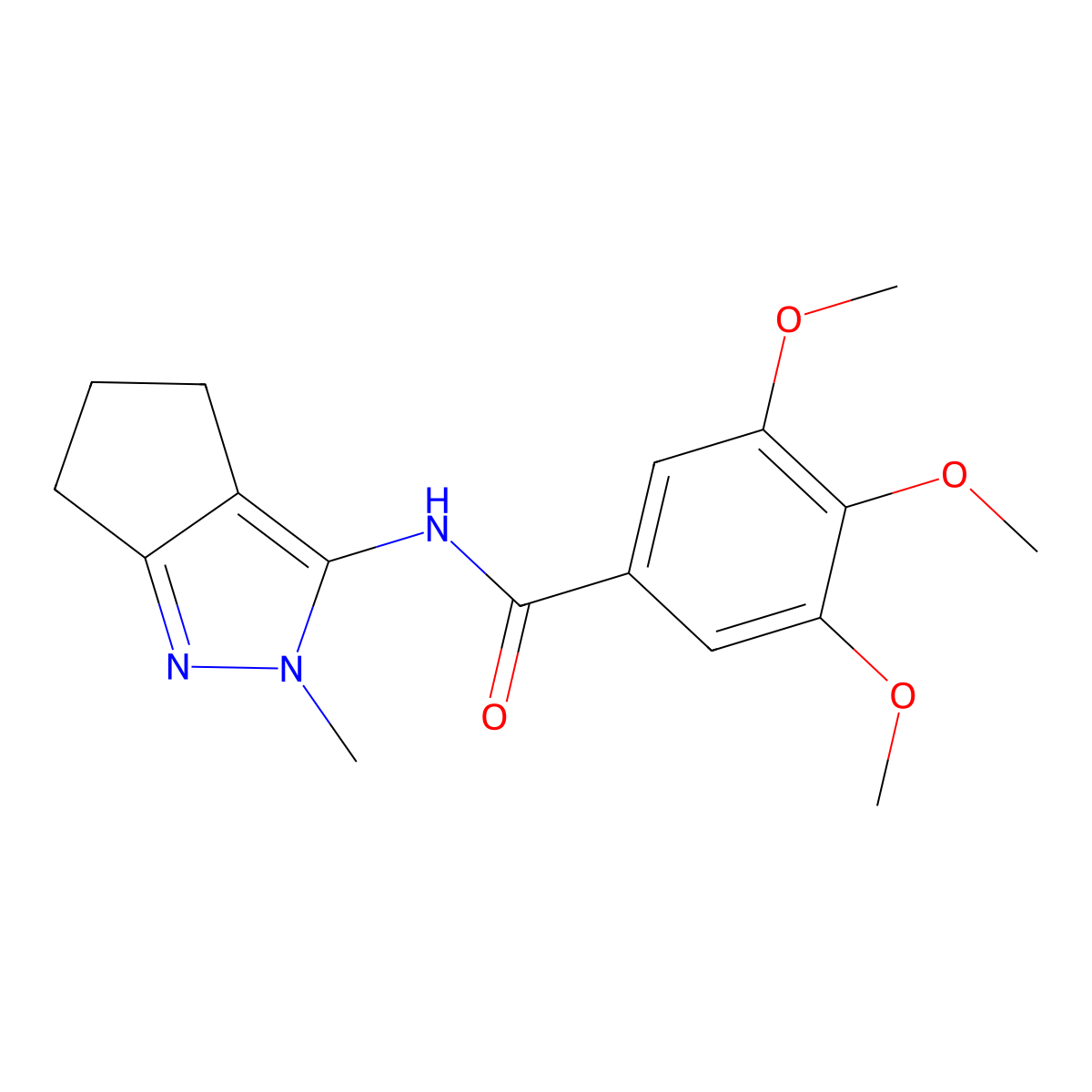 3,4,5-trimethoxy-N-{2-methyl-2H,4H,5H,6H-cyclopenta[c]pyrazol-3-yl}benzamide molecular structure, CAS 1040638-42-3