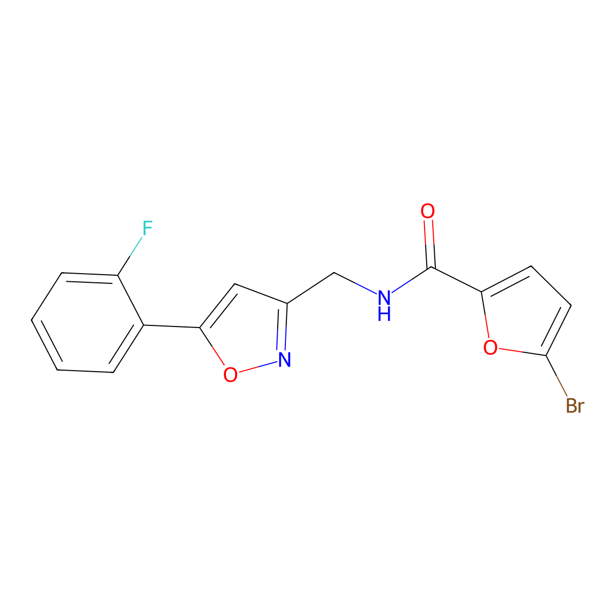 5-bromo-N-((5-(2-fluorophenyl)isoxazol-3-yl)methyl)furan-2-carboxamide molecular structure, CAS 1040638-43-4