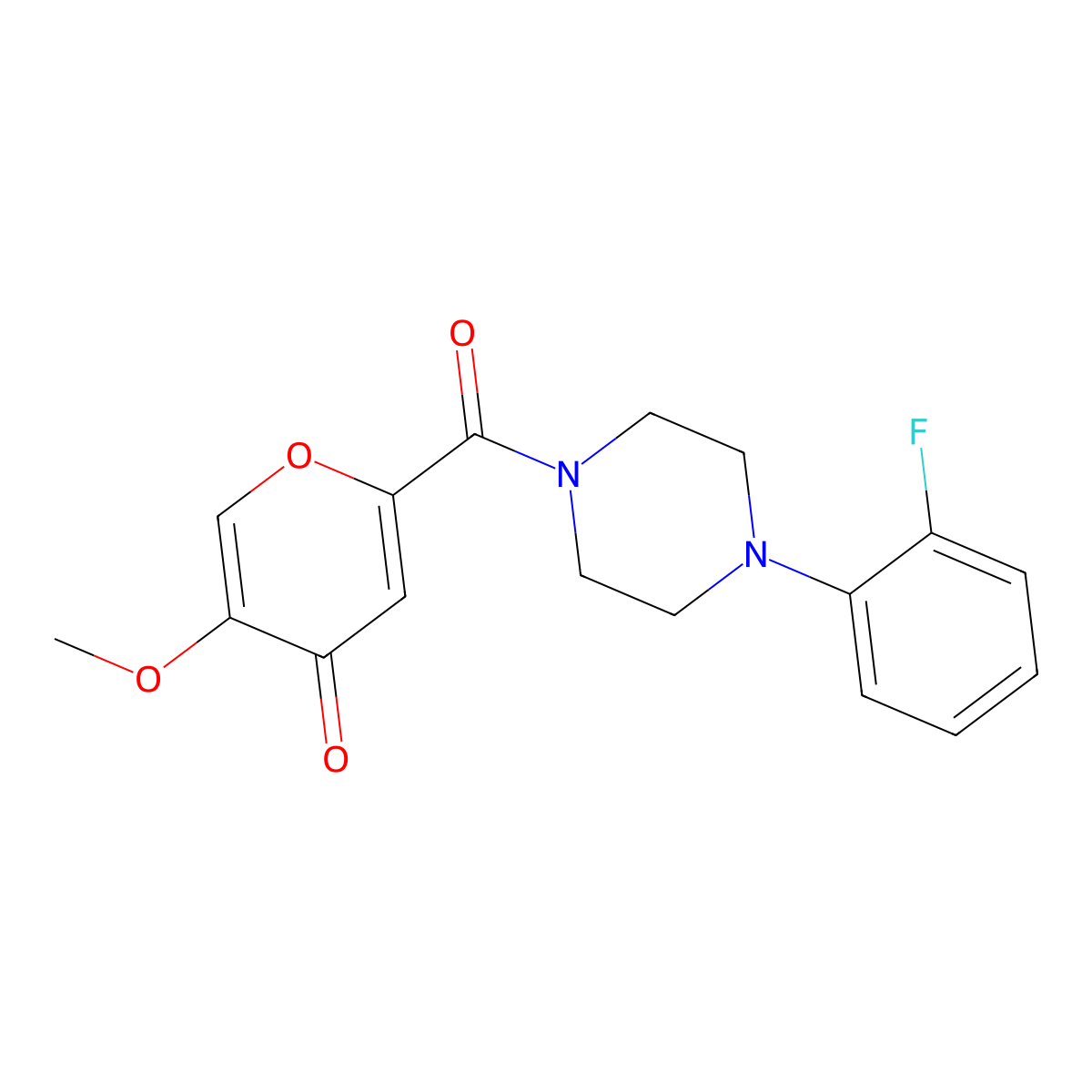 2-[4-(2-fluorophenyl)piperazine-1-carbonyl]-5-methoxy-4H-pyran-4-one molecular structure, CAS 1040638-48-9
