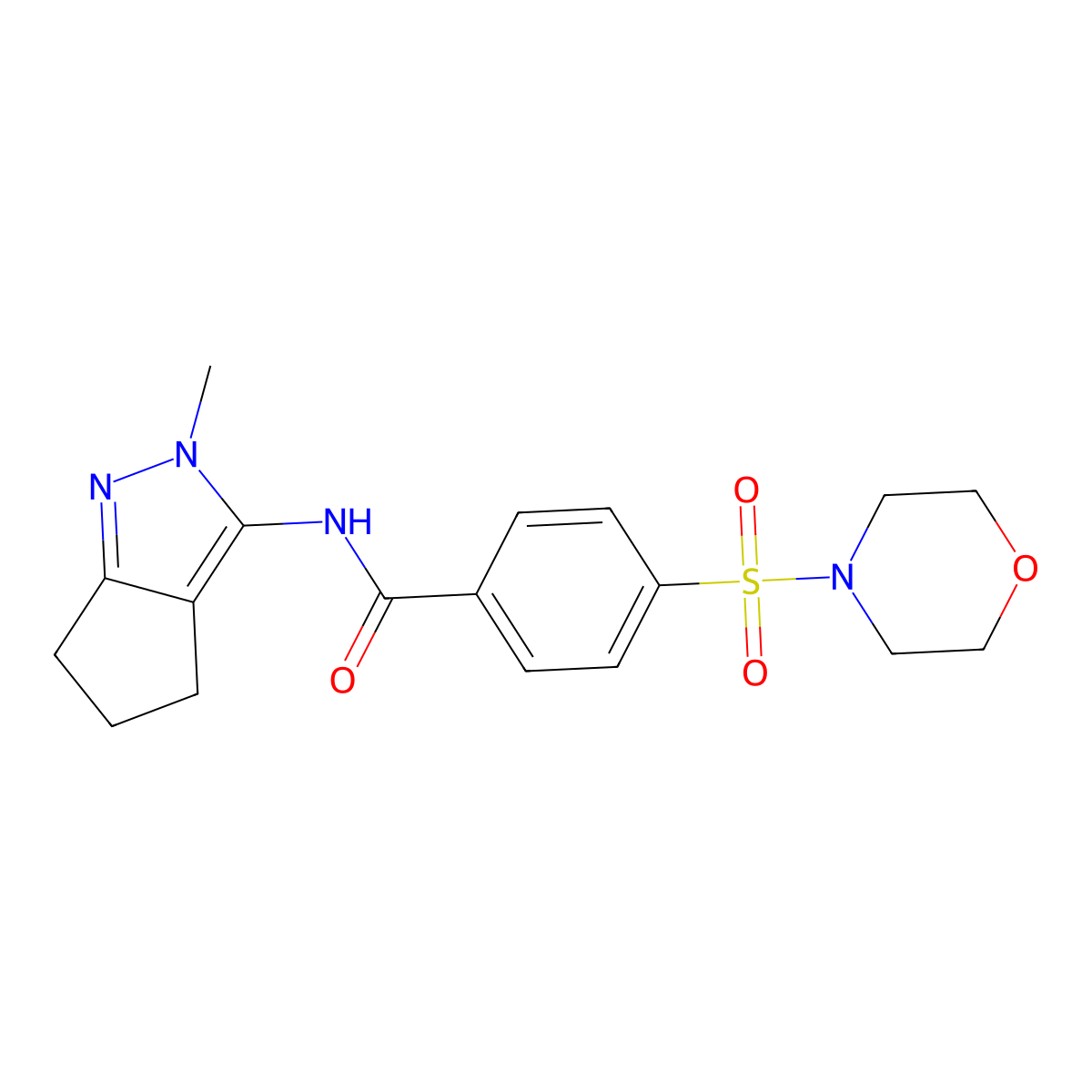 N-{2-methyl-2H,4H,5H,6H-cyclopenta[c]pyrazol-3-yl}-4-(morpholine-4-sulfonyl)benzamide molecular structure, CAS 1040638-49-0