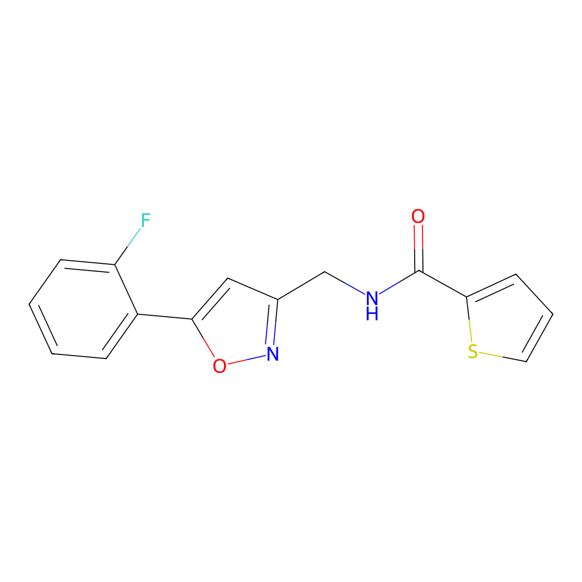 N-{[5-(2-fluorophenyl)-1,2-oxazol-3-yl]methyl}thiophene-2-carboxamide molecular structure, CAS 1040638-50-3