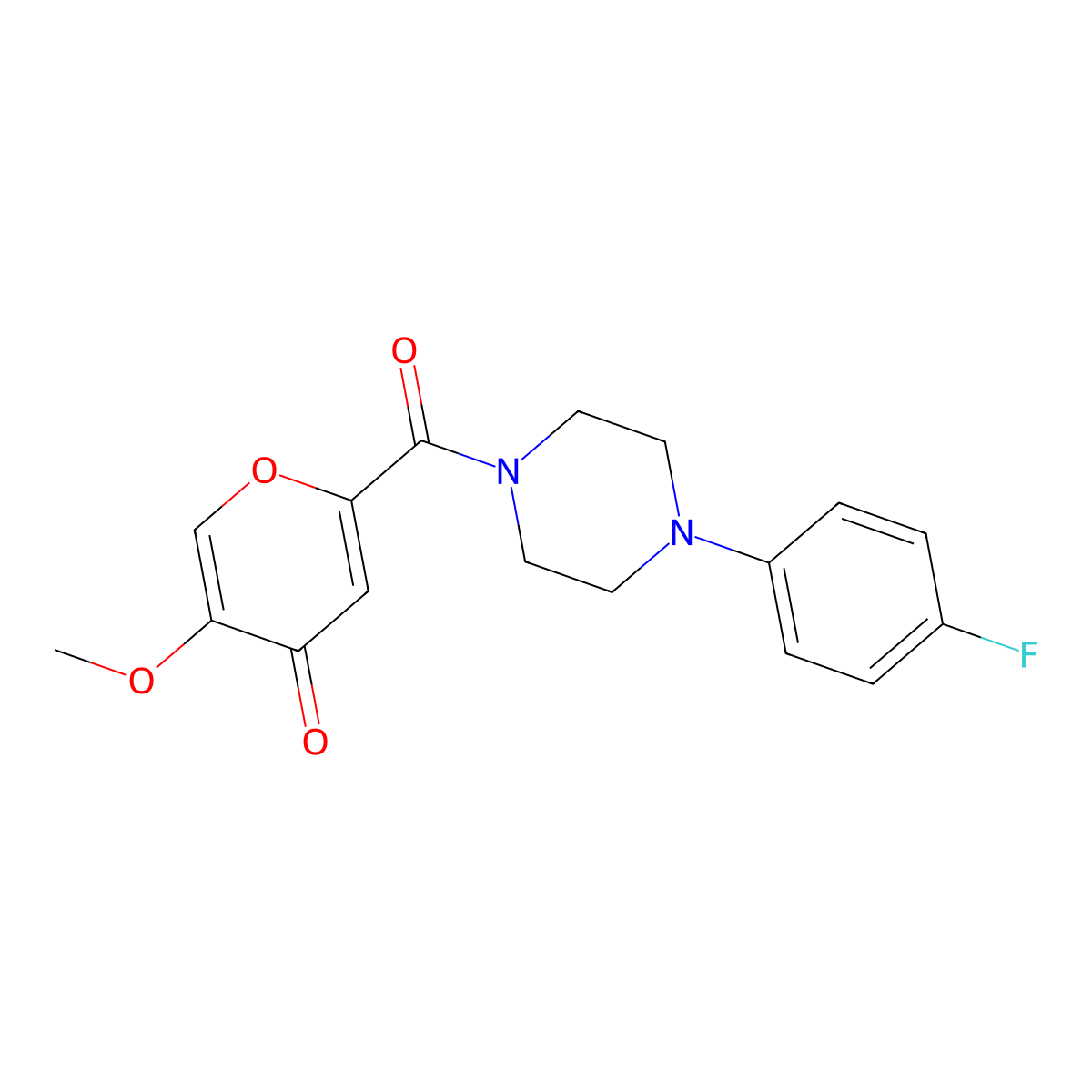 2-(4-(4-fluorophenyl)piperazine-1-carbonyl)-5-methoxy-4H-pyran-4-one molecular structure, CAS 1040638-56-9