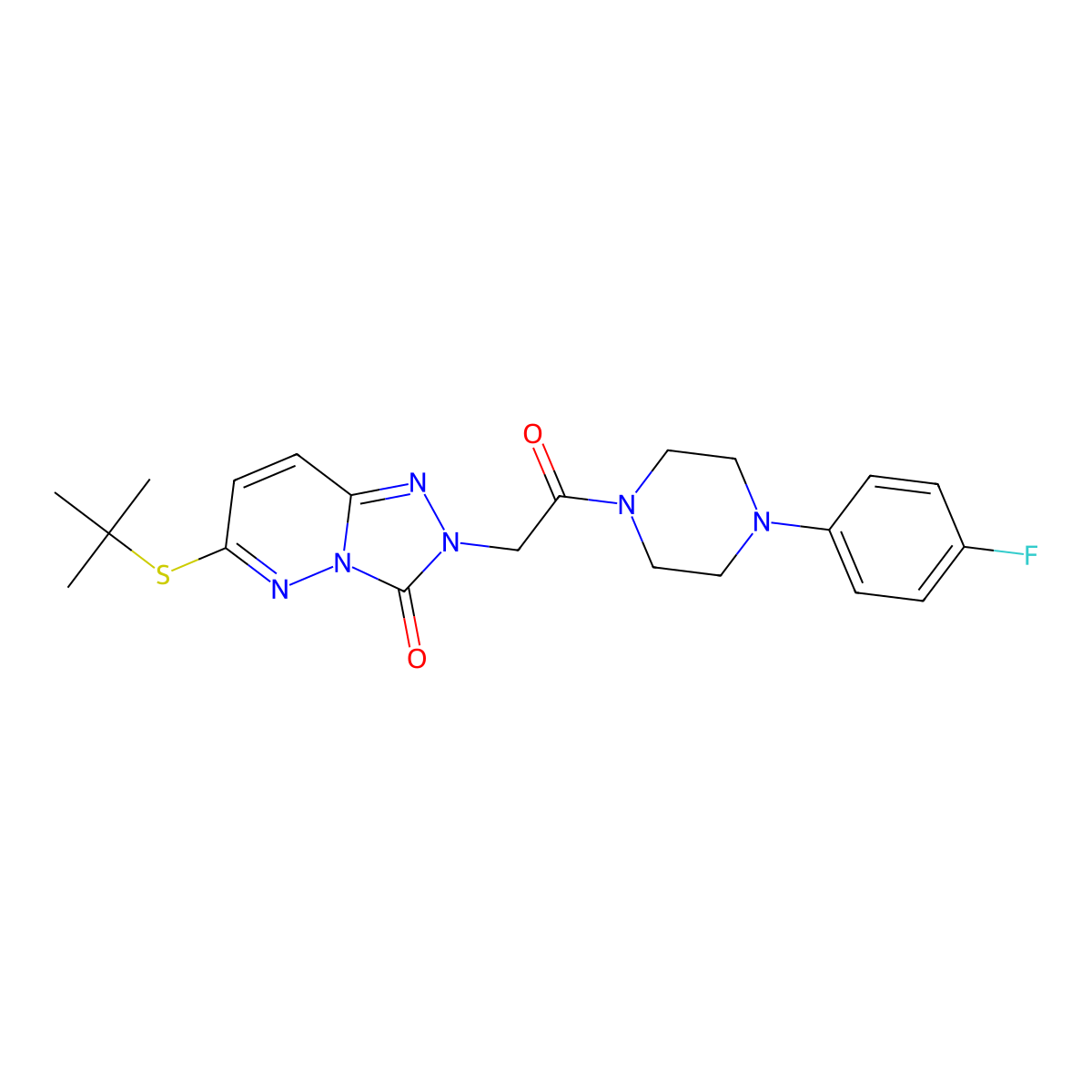 6-(tert-butylthio)-2-{2-[4-(4-fluorophenyl)piperazin-1-yl]-2-oxoethyl}[1,2,4]triazolo[4,3-b]pyridazin-3(2H)-one molecular structure, CAS 1040638-60-5