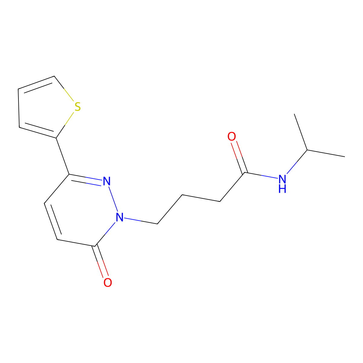N-isopropyl-4-(6-oxo-3-(thiophen-2-yl)pyridazin-1(6H)-yl)butanamide molecular structure, CAS 1040638-63-8