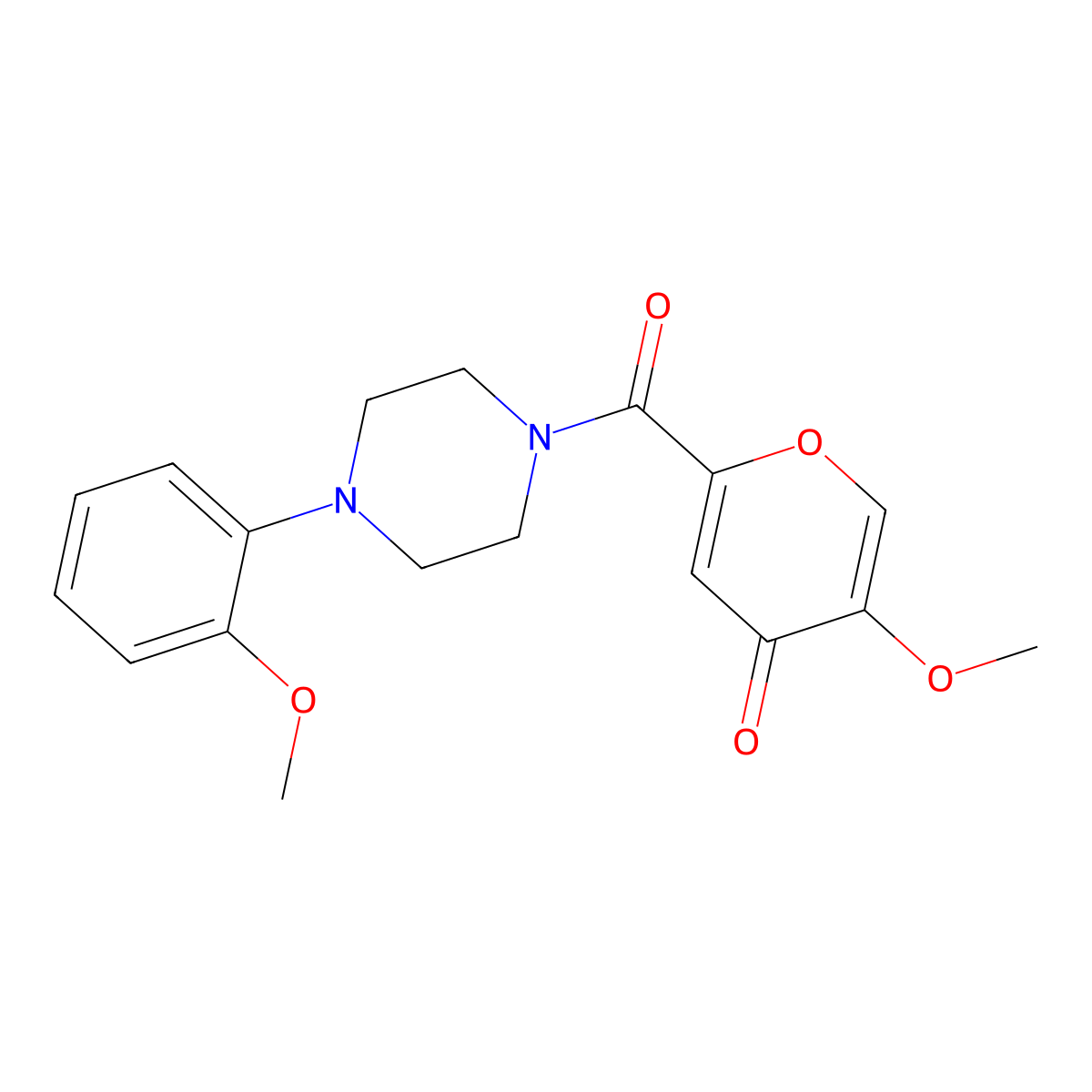 5-methoxy-2-[4-(2-methoxyphenyl)piperazine-1-carbonyl]-4H-pyran-4-one molecular structure, CAS 1040638-64-9