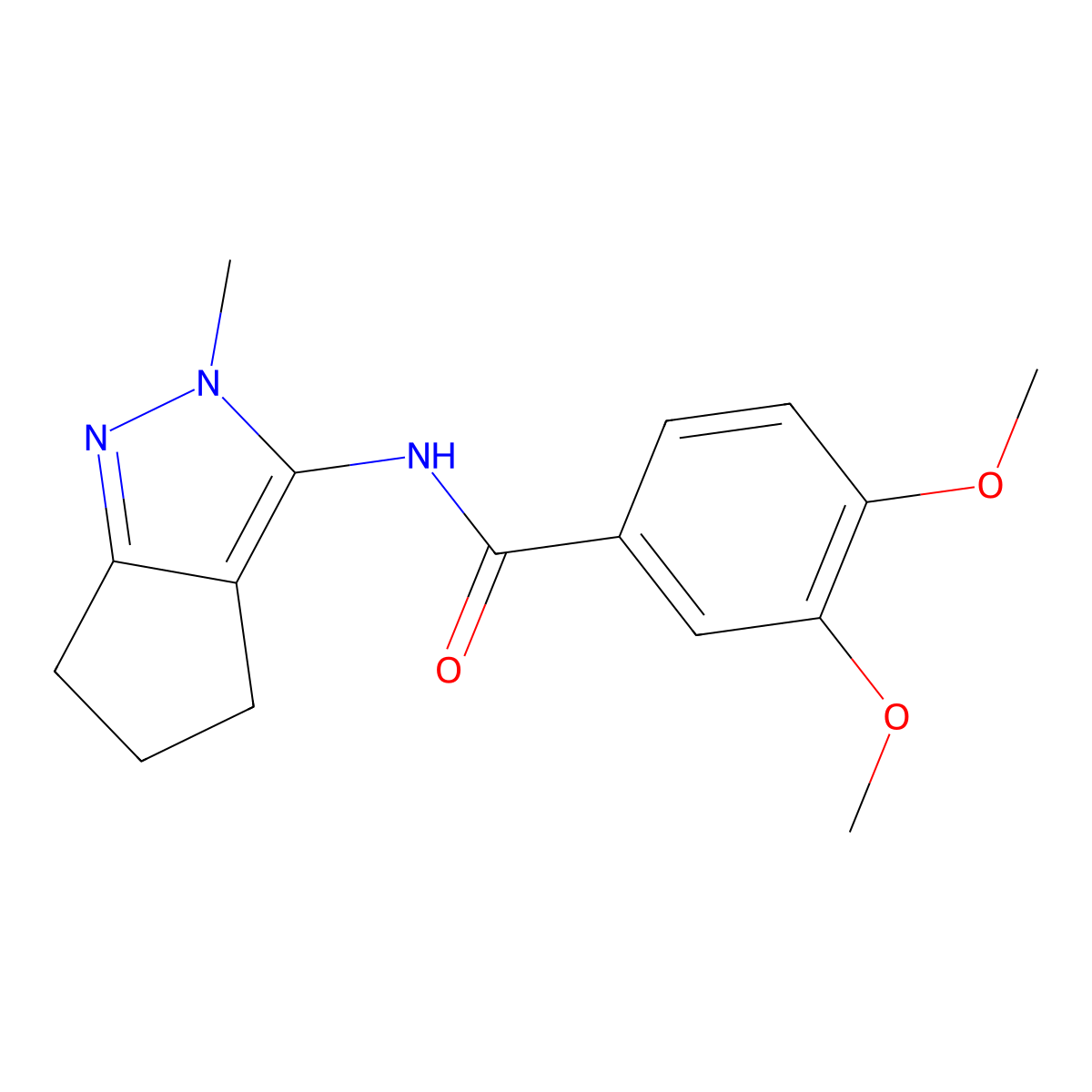 3,4-dimethoxy-N-{2-methyl-2H,4H,5H,6H-cyclopenta[c]pyrazol-3-yl}benzamide molecular structure, CAS 1040638-65-0