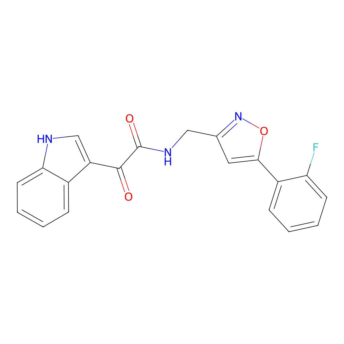 N-{[5-(2-fluorophenyl)-1,2-oxazol-3-yl]methyl}-2-(1H-indol-3-yl)-2-oxoacetamide molecular structure, CAS 1040638-66-1