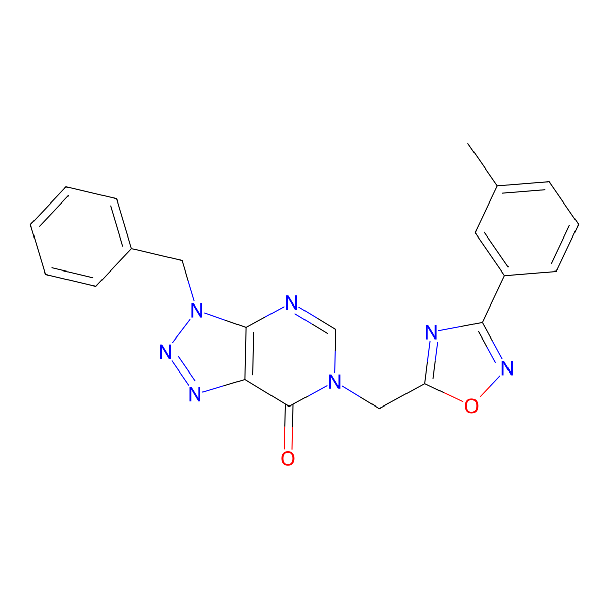 3-benzyl-6-{[3-(3-methylphenyl)-1,2,4-oxadiazol-5-yl]methyl}-3H,6H,7H-[1,2,3]triazolo[4,5-d]pyrimidin-7-one molecular structure, CAS 1040638-68-3