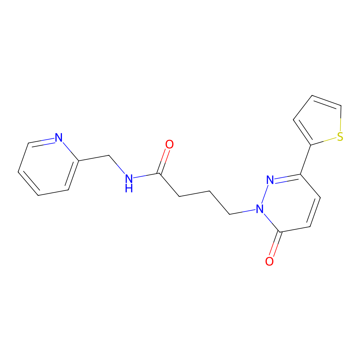 4-[6-oxo-3-(thiophen-2-yl)-1,6-dihydropyridazin-1-yl]-N-[(pyridin-2-yl)methyl]butanamide molecular structure, CAS 1040638-71-8