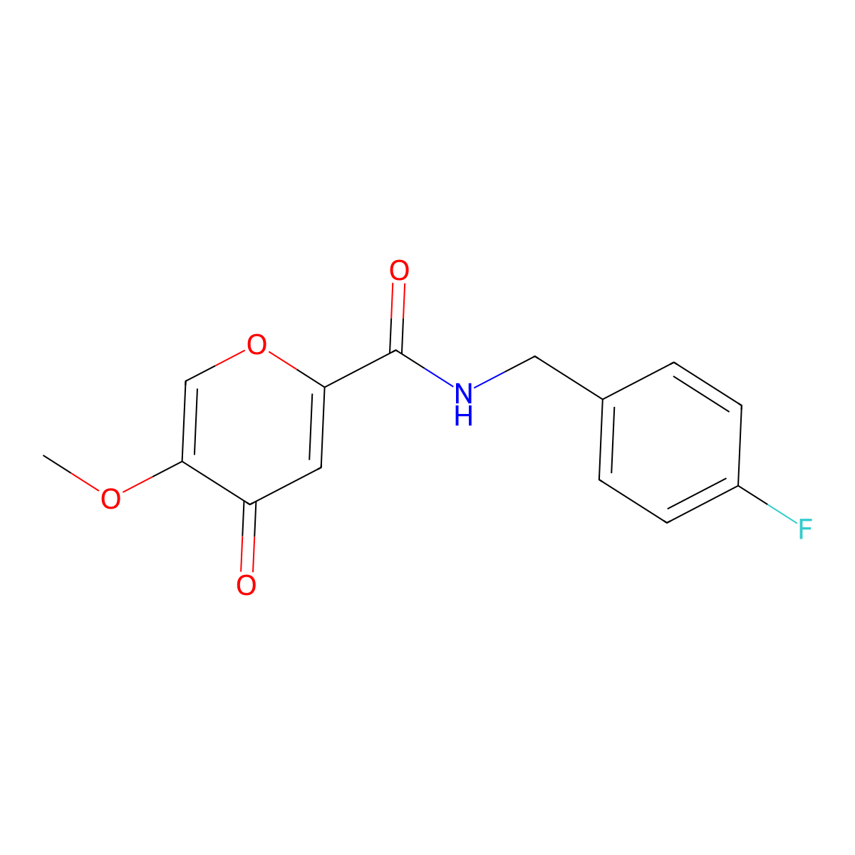 N-(4-fluorobenzyl)-5-methoxy-4-oxo-4H-pyran-2-carboxamide molecular structure, CAS 1040638-72-9