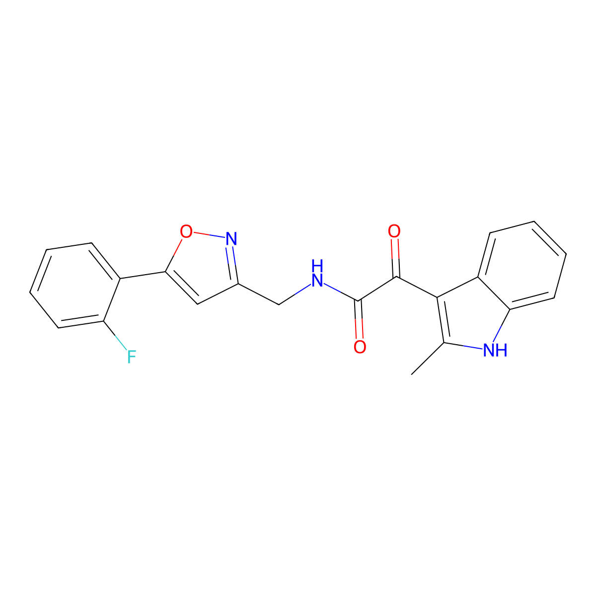 N-{[5-(2-fluorophenyl)-1,2-oxazol-3-yl]methyl}-2-(2-methyl-1H-indol-3-yl)-2-oxoacetamide molecular structure, CAS 1040638-74-1