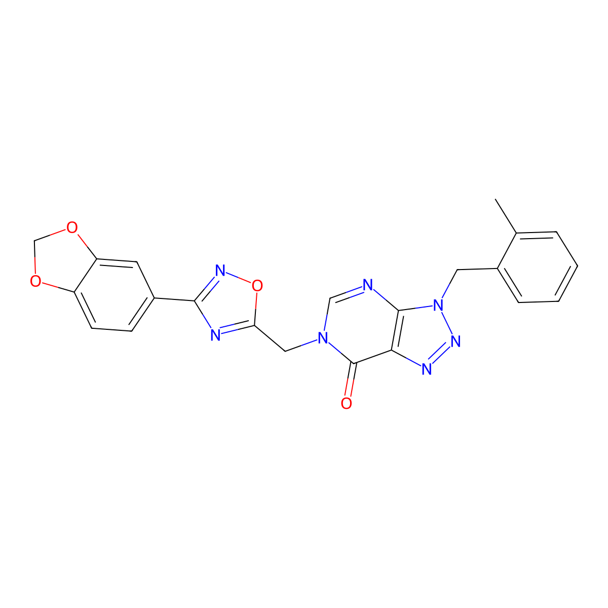 6-{[3-(2H-1,3-benzodioxol-5-yl)-1,2,4-oxadiazol-5-yl]methyl}-3-[(2-methylphenyl)methyl]-3H,6H,7H-[1,2,3]triazolo[4,5-d]pyrimidin-7-one molecular structure, CAS 1040638-76-3