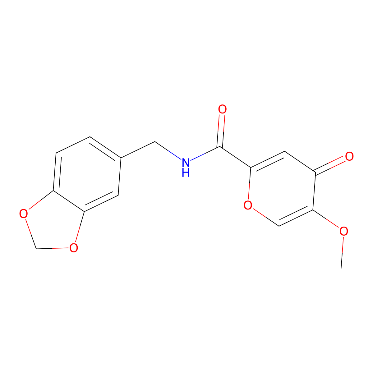 N-[(2H-1,3-benzodioxol-5-yl)methyl]-5-methoxy-4-oxo-4H-pyran-2-carboxamide molecular structure, CAS 1040638-80-9