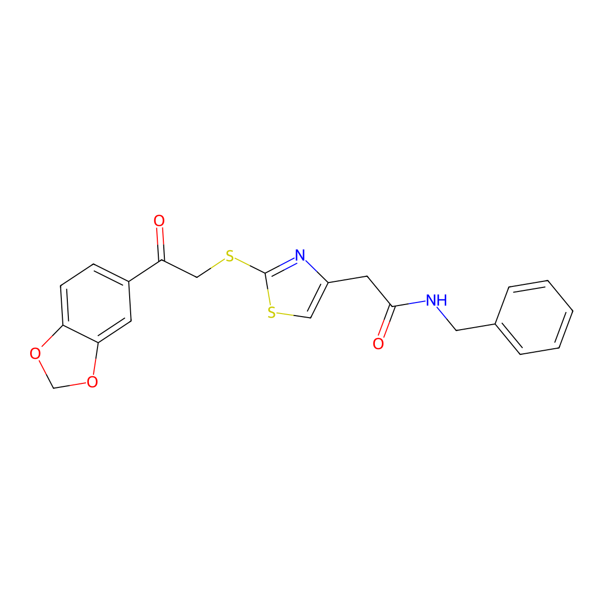 2-(2-((2-(benzo[d][1,3]dioxol-5-yl)-2-oxoethyl)thio)thiazol-4-yl)-N-benzylacetamide molecular structure, CAS 1040638-83-2