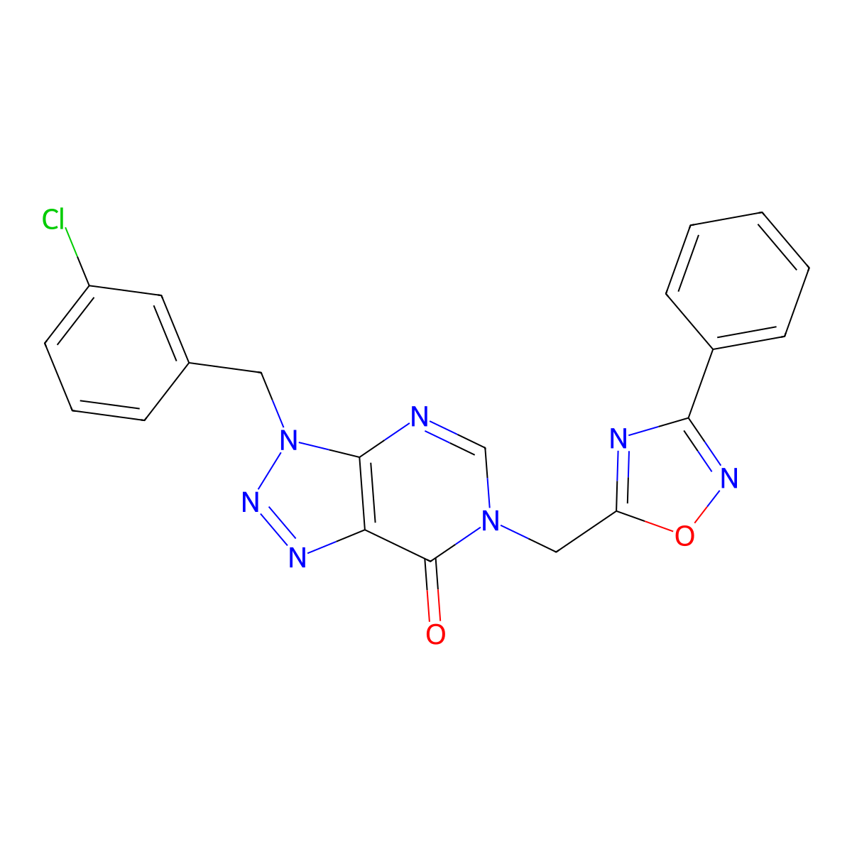 3-[(3-chlorophenyl)methyl]-6-[(3-phenyl-1,2,4-oxadiazol-5-yl)methyl]-3H,6H,7H-[1,2,3]triazolo[4,5-d]pyrimidin-7-one molecular structure, CAS 1040638-84-3