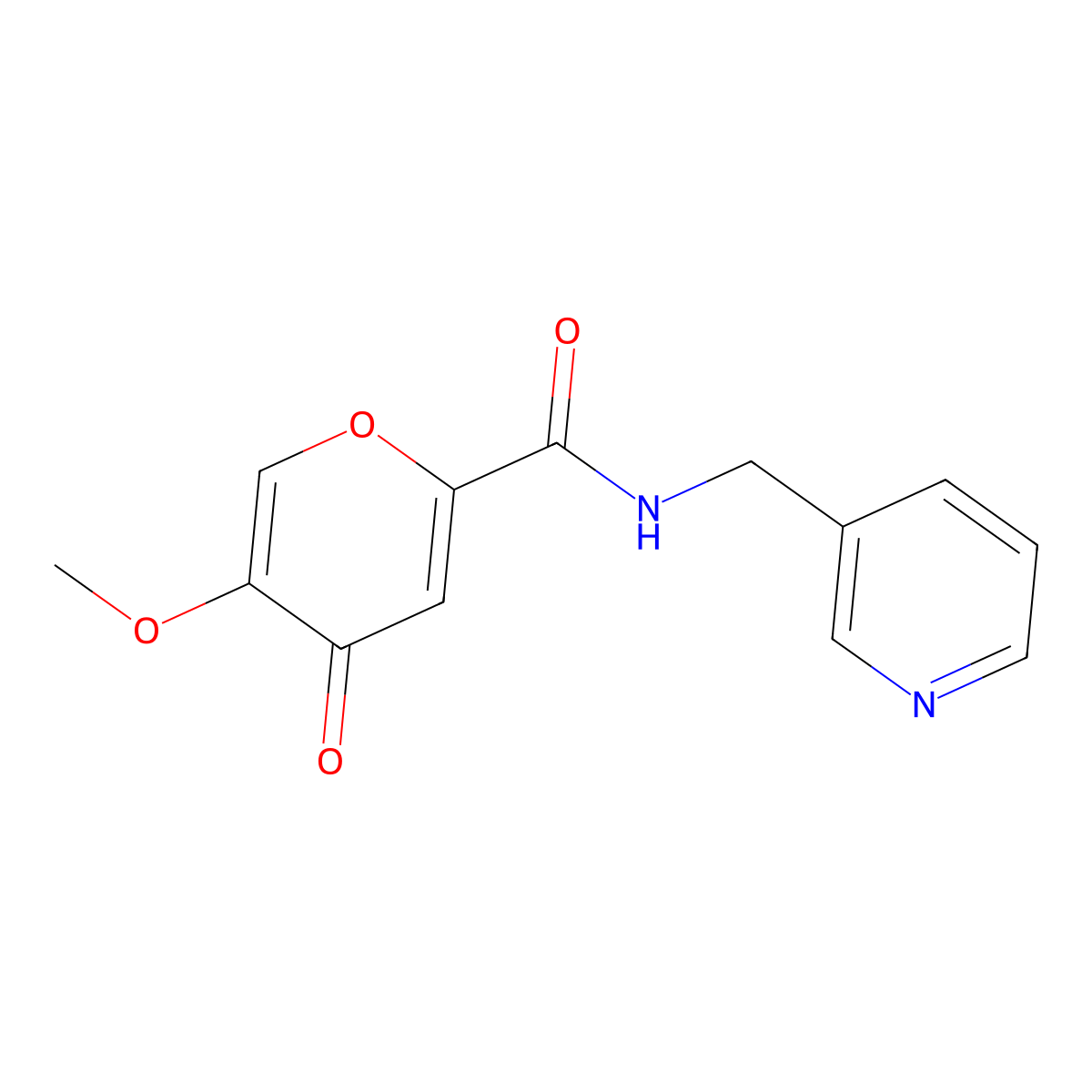 5-methoxy-4-oxo-N-(pyridin-3-ylmethyl)-4H-pyran-2-carboxamide molecular structure, CAS 1040638-88-7