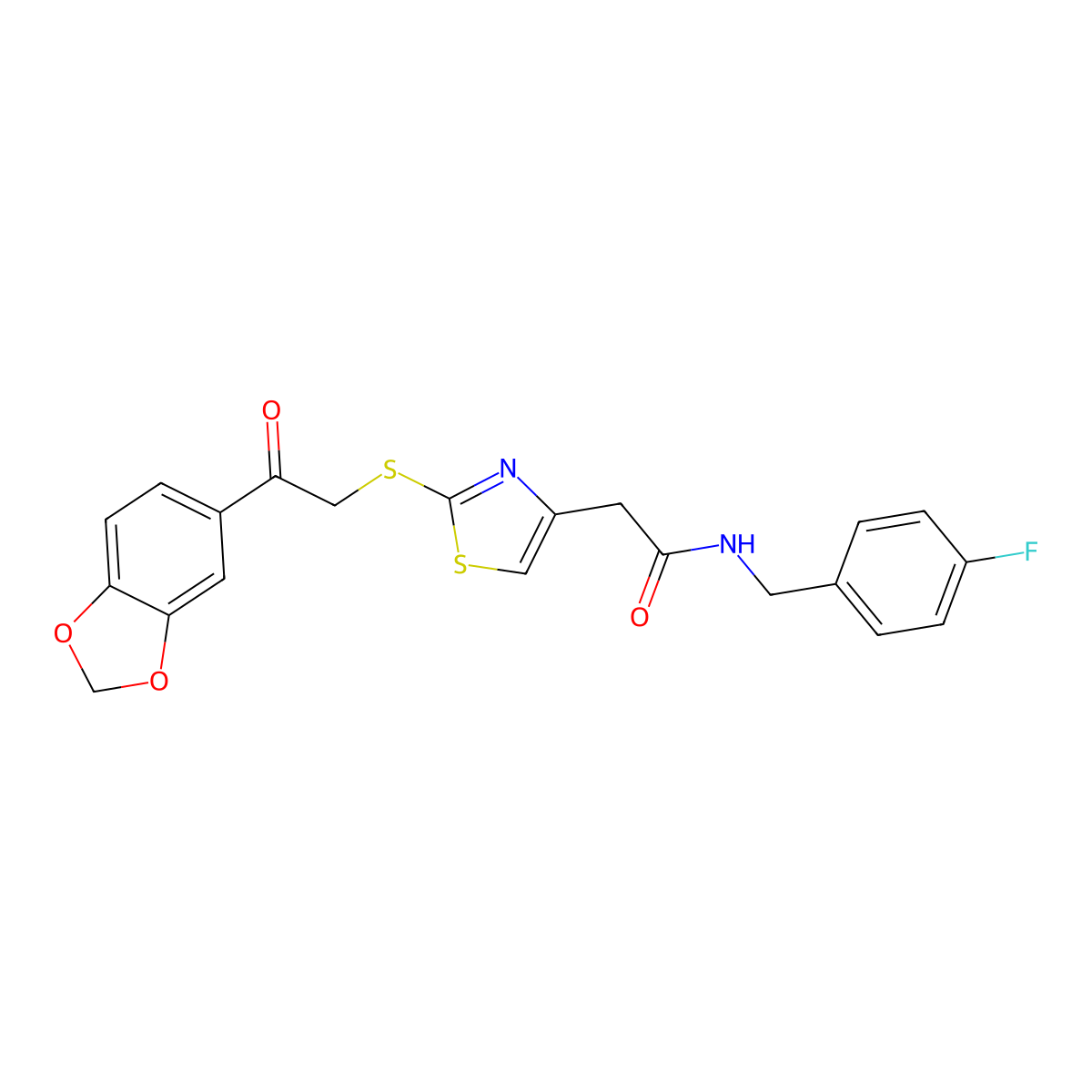 2-(2-{[2-(2H-1,3-benzodioxol-5-yl)-2-oxoethyl]sulfanyl}-1,3-thiazol-4-yl)-N-[(4-fluorophenyl)methyl]acetamide molecular structure, CAS 1040638-91-2